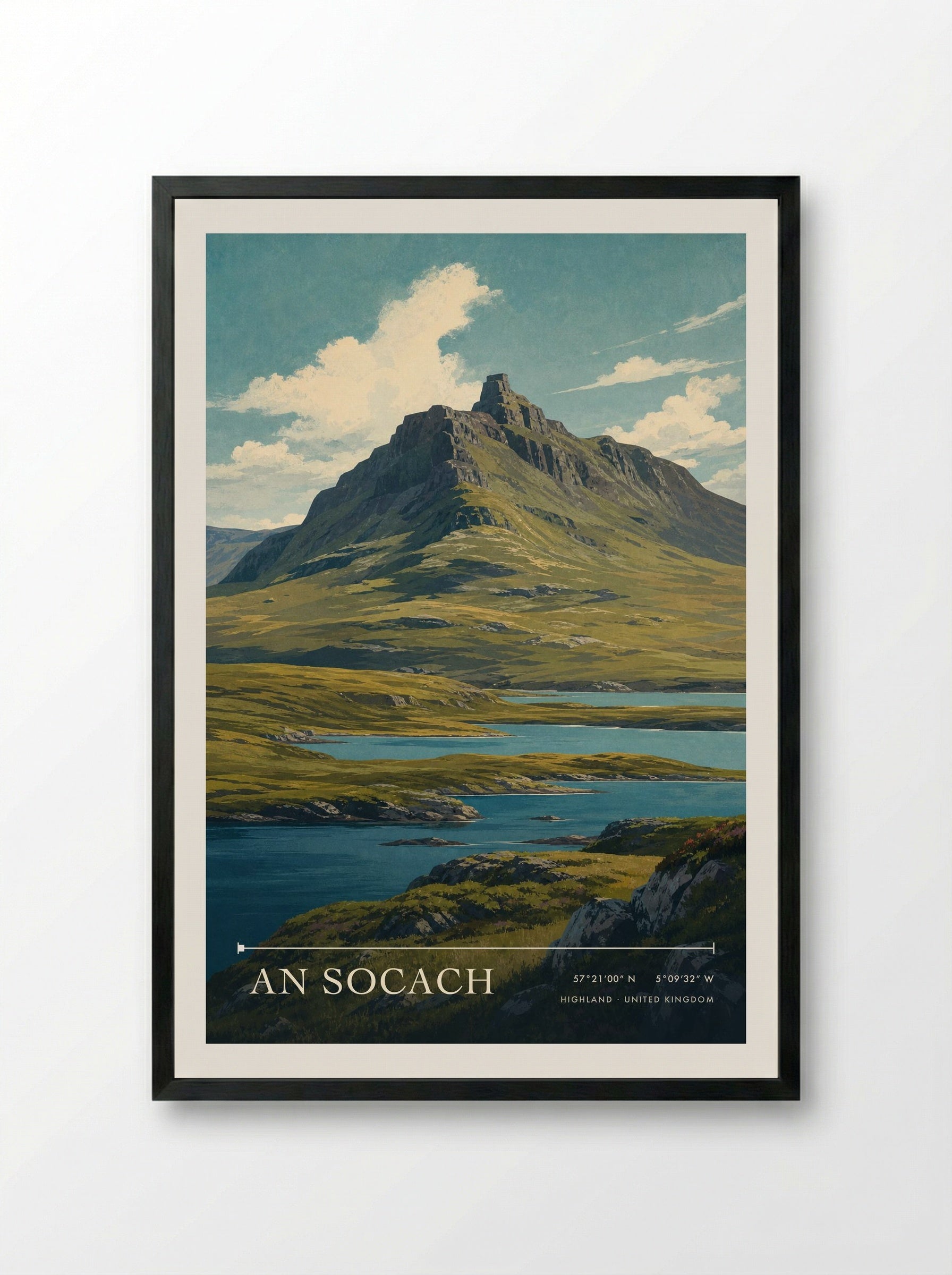An Socach Highland United Kingdom Travel Poster - Framed Print Black