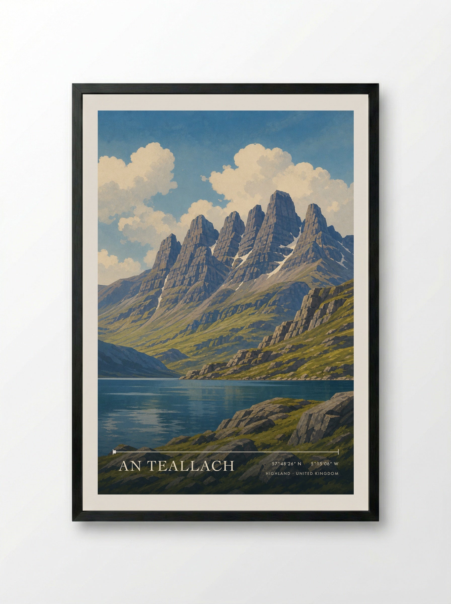 An Teallach Highland United Kingdom Travel Poster - Framed Print Black