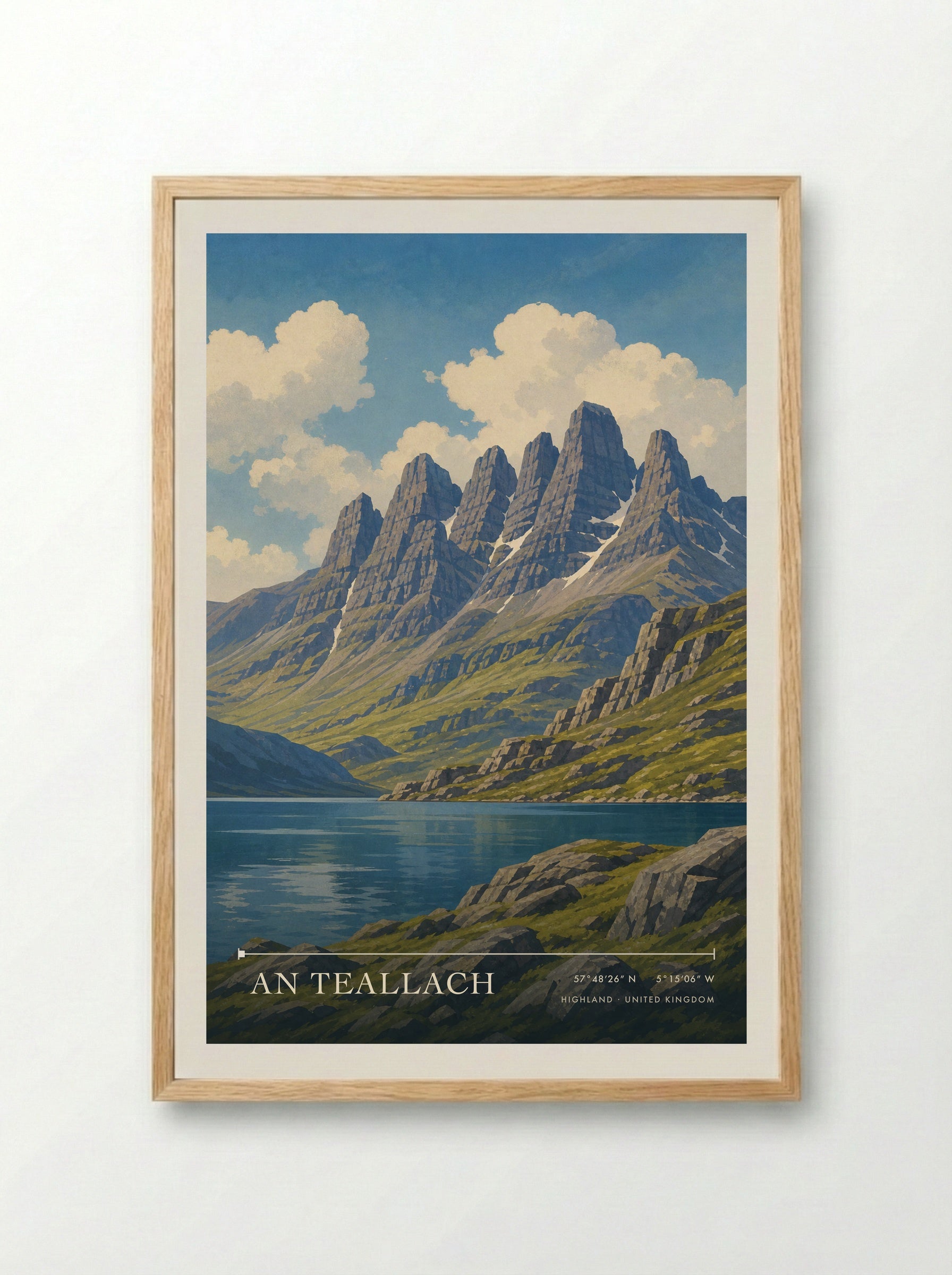An Teallach Highland United Kingdom Travel Poster - Framed Print Wood