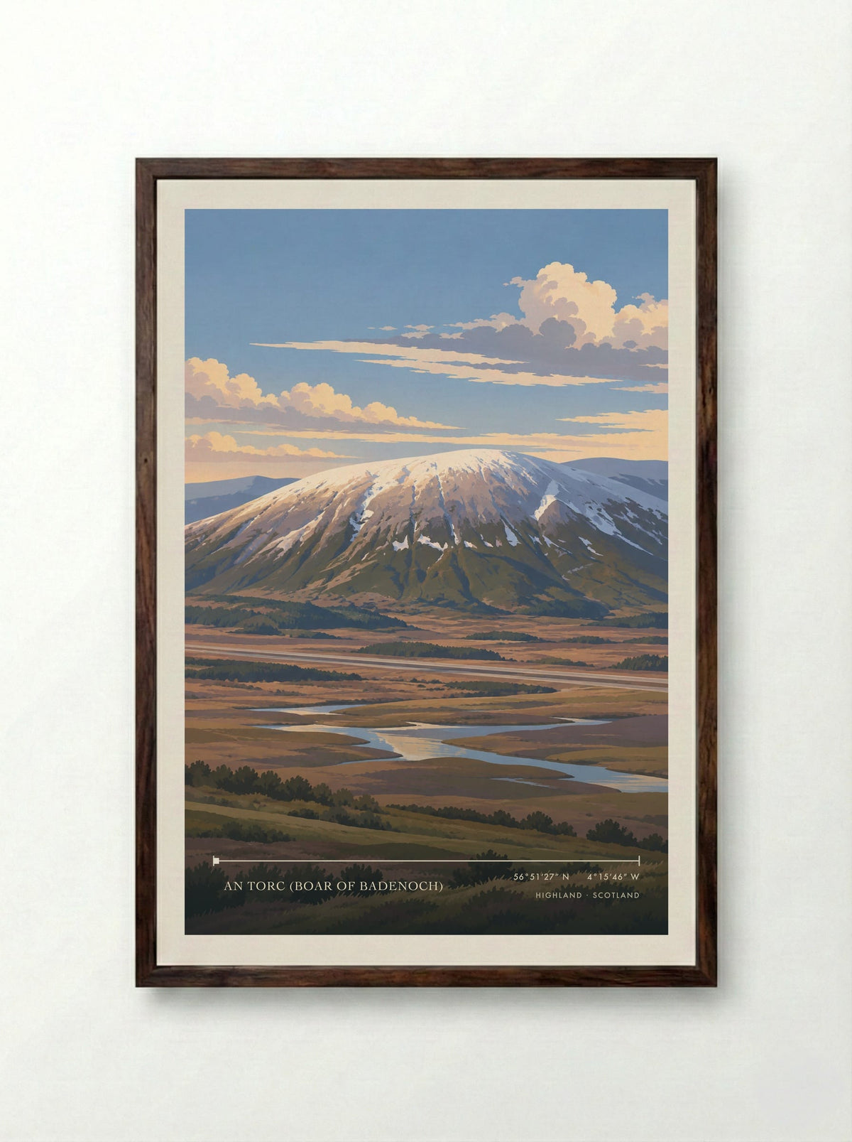 An Torc (Boar of Badenoch), Highland | Travel Poster - Framed Print Dark Wood