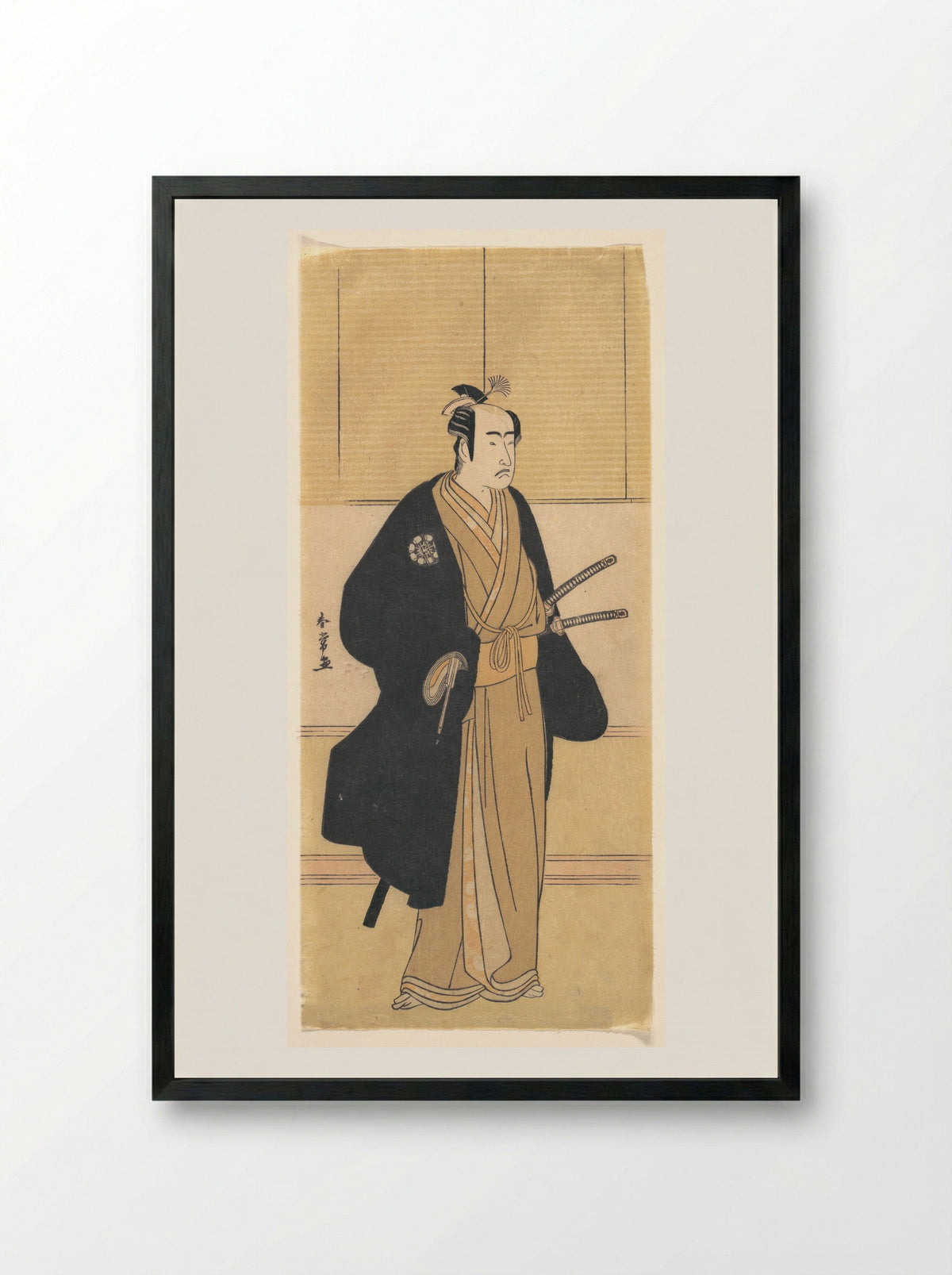 An Unidentified Actor in the Role of a Samurai - Katsukawa Shunjō - Framed Print Black