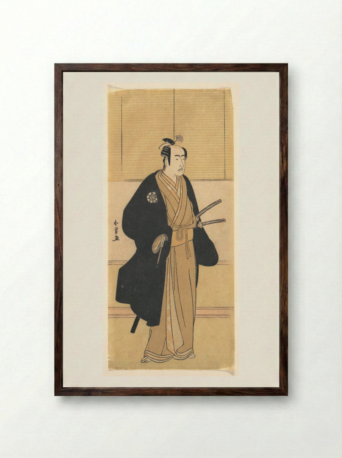 An Unidentified Actor in the Role of a Samurai - Katsukawa Shunjō - Framed Print Dark Wood