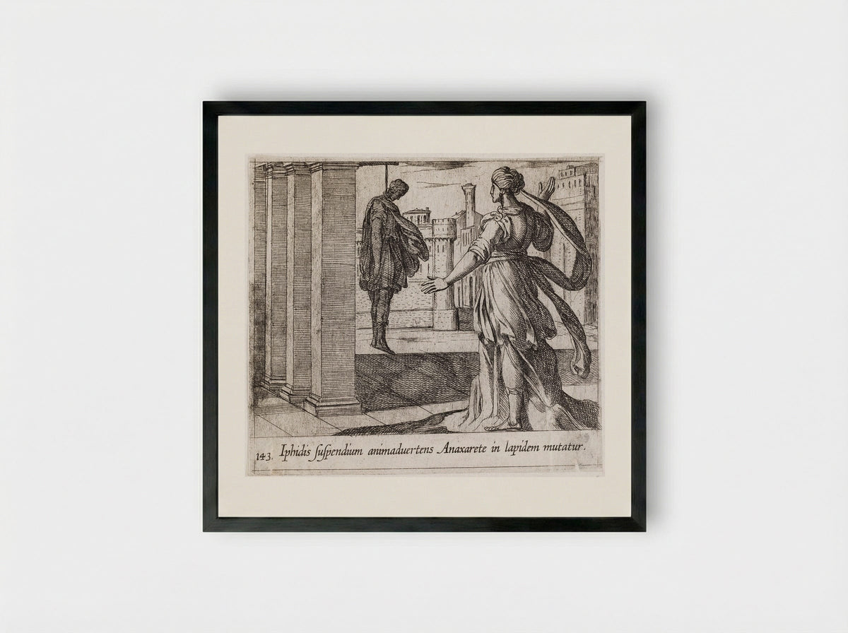 Anaxarete Seeing the Dead Iphis - Antonio Tempesta - Framed Print Black