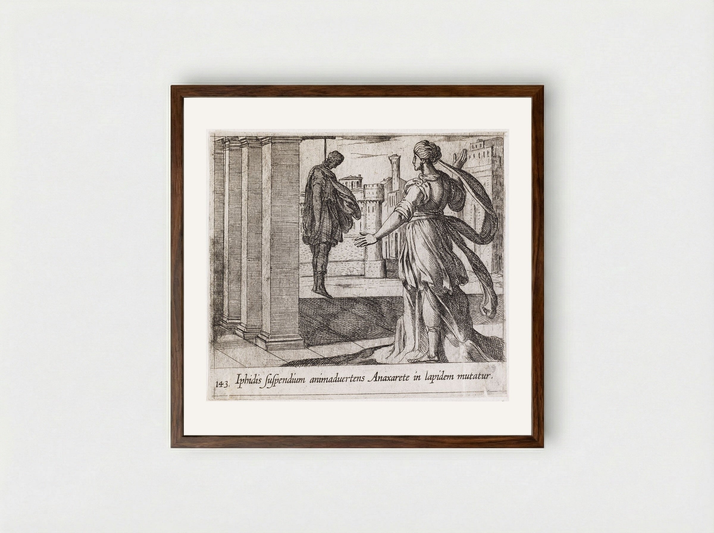 Anaxarete Seeing the Dead Iphis - Antonio Tempesta - Framed Print Dark Wood