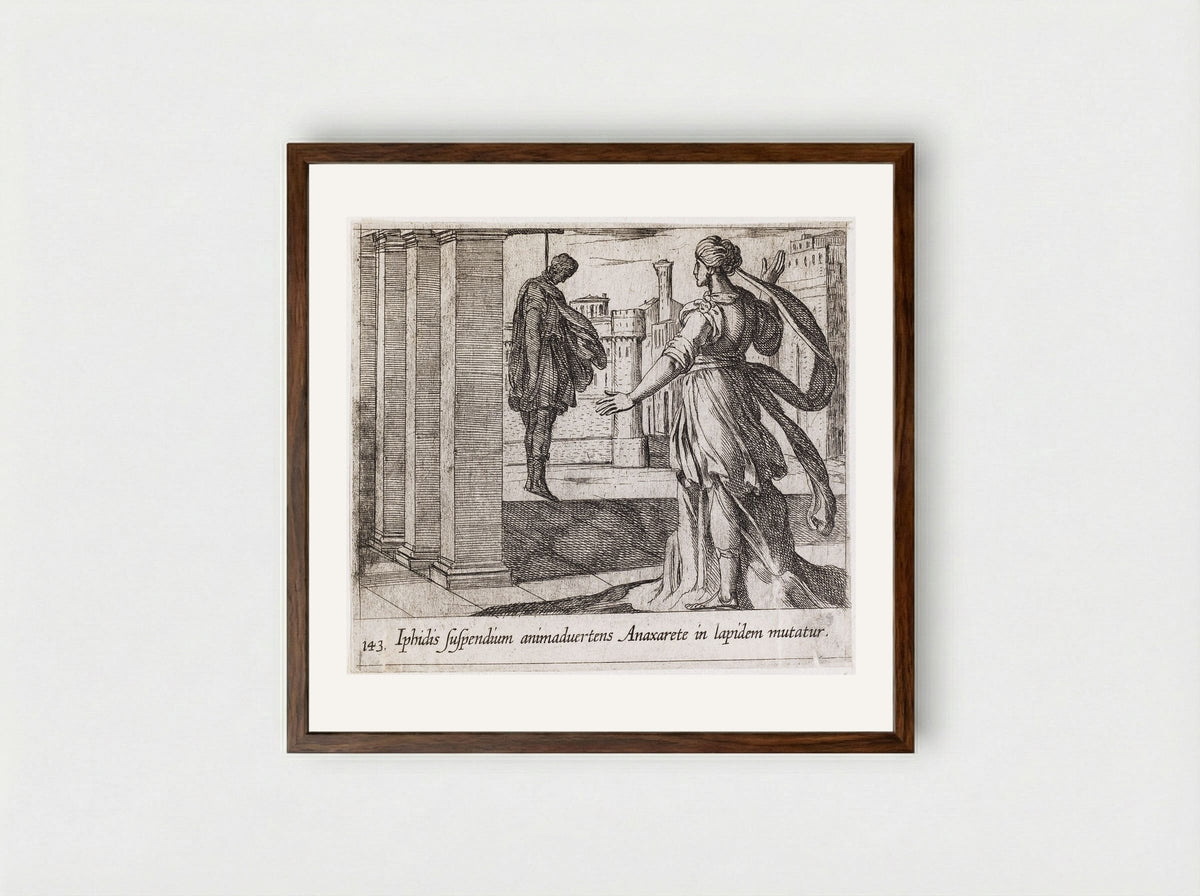 Anaxarete Seeing the Dead Iphis - Antonio Tempesta - Framed Print Dark Wood