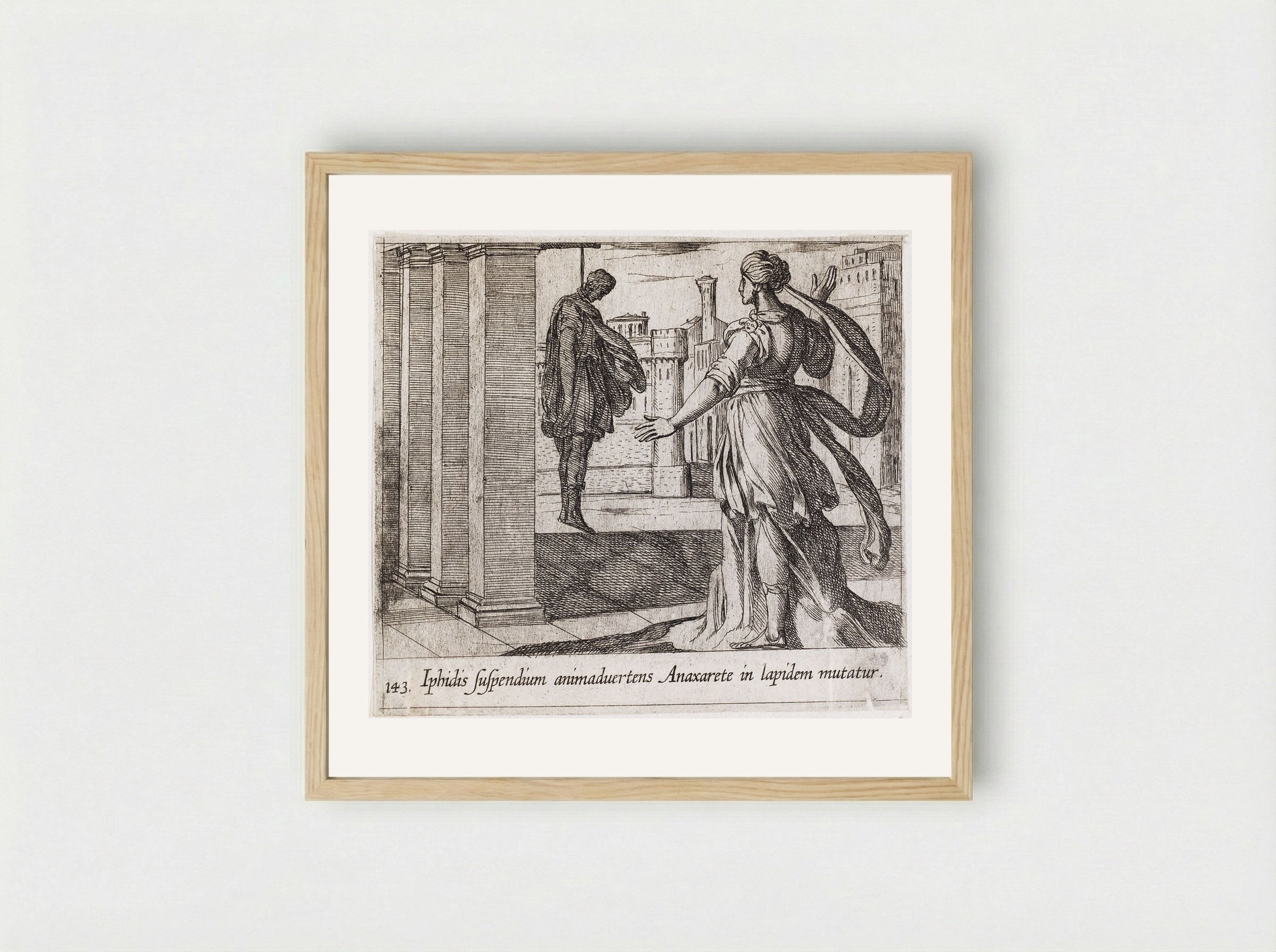 Anaxarete Seeing the Dead Iphis - Antonio Tempesta - Framed Print Wood