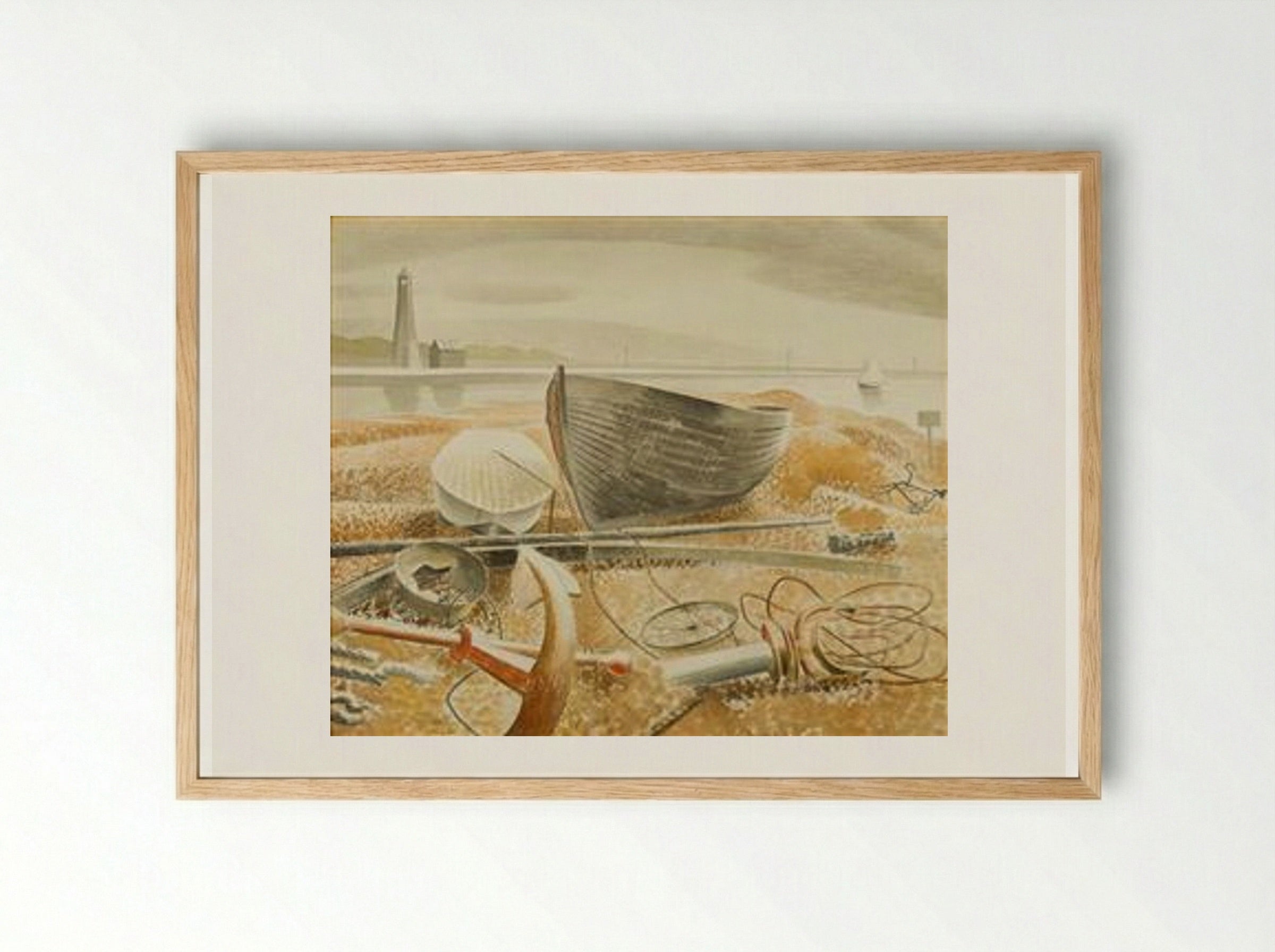 Anchor and Boats, Rye - Eric Ravilious - Framed Print Wood