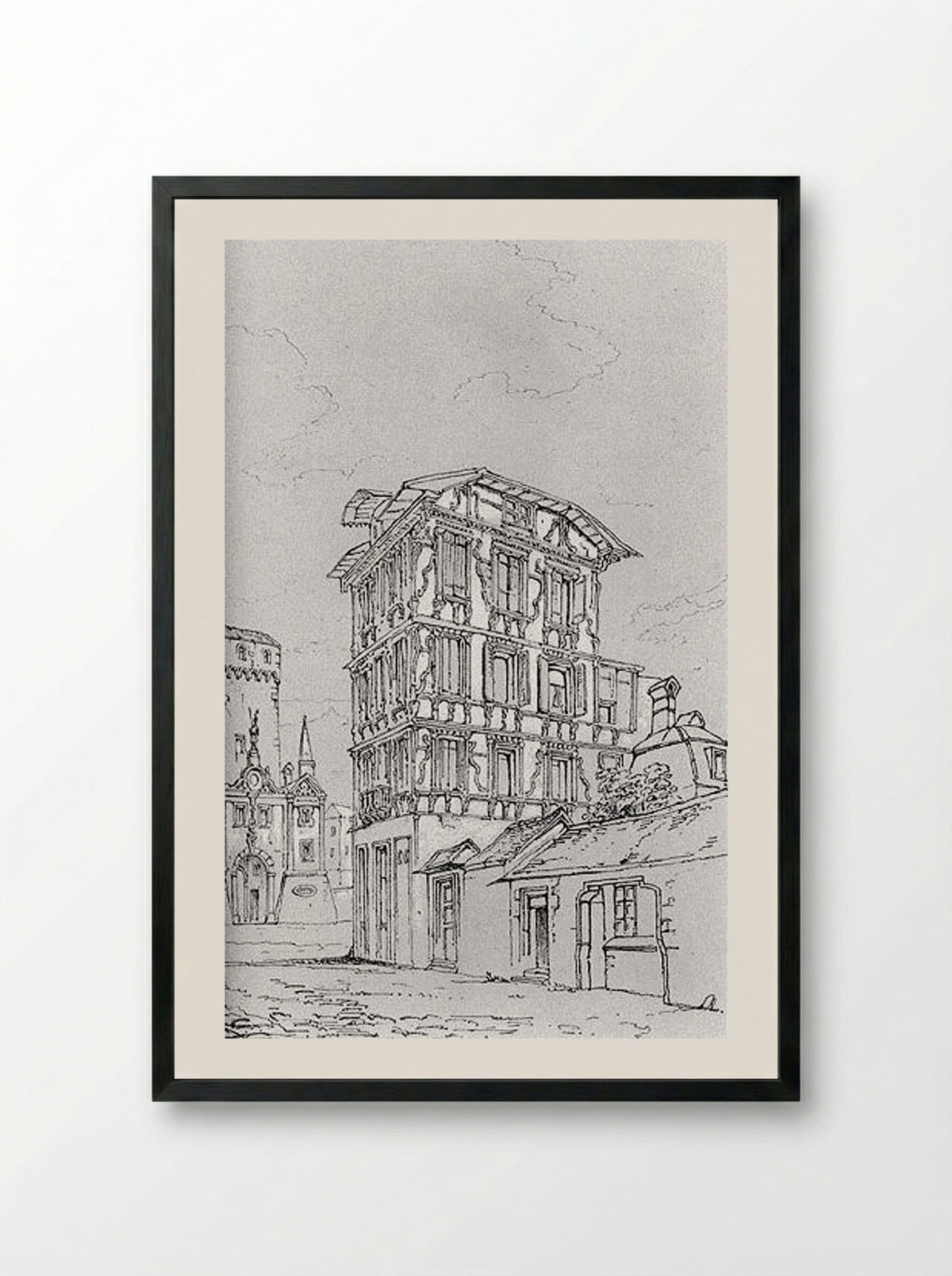 Ancient Maison Lucerne - John Ruskin - Framed Print Black