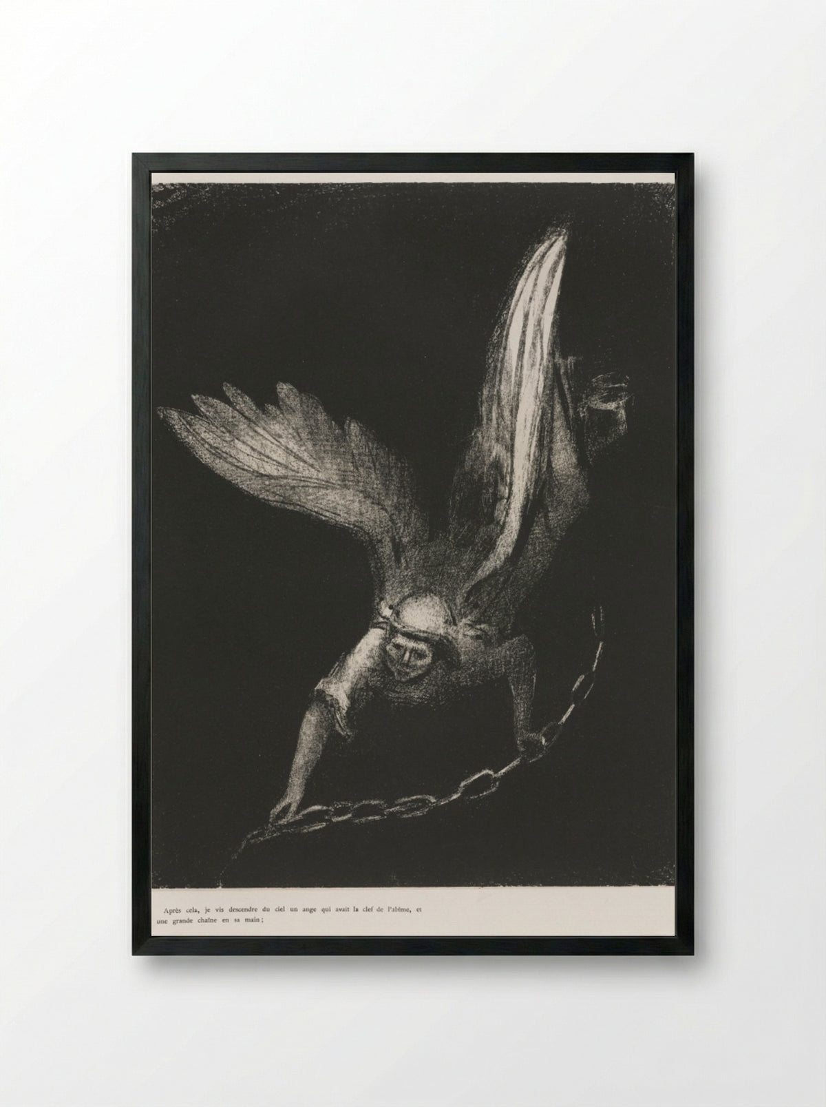 And I Saw an Angel Coming Down from Heaven - Odilon Redon - Framed Print Black