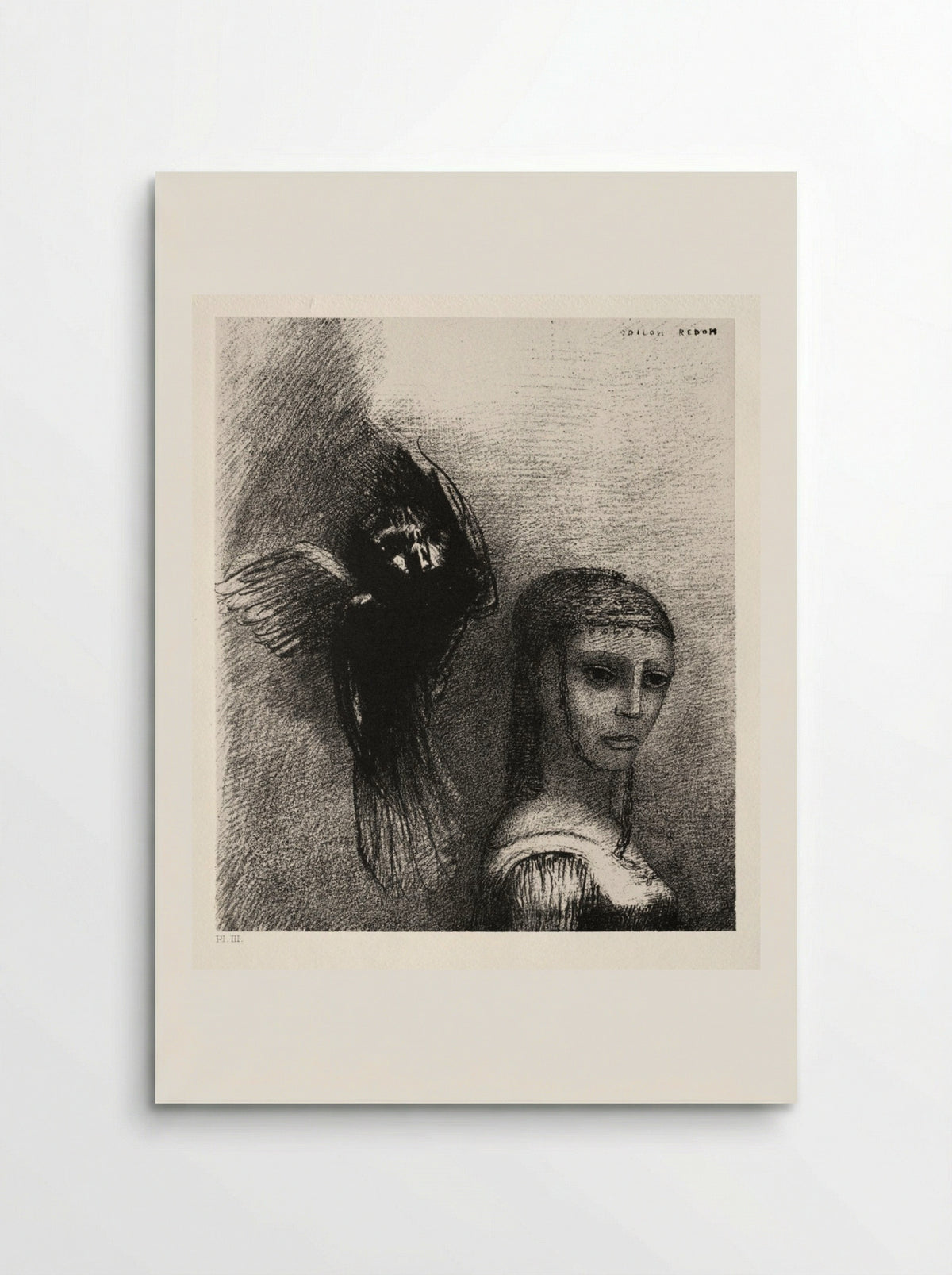 And a Large Bird, Descending from the Sky, Hurls Itself against the Topmost Point of Her Hair - Odilon Redon - Poster