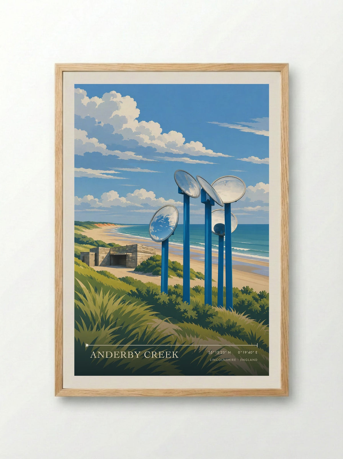 Anderby Creek, Lincolnshire | Travel Poster - Framed Print Wood