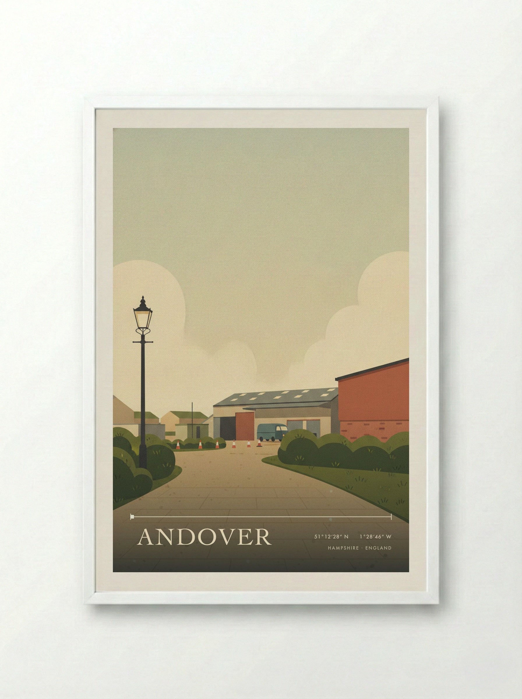 Andover Hampshire England Travel Poster - Framed Print White