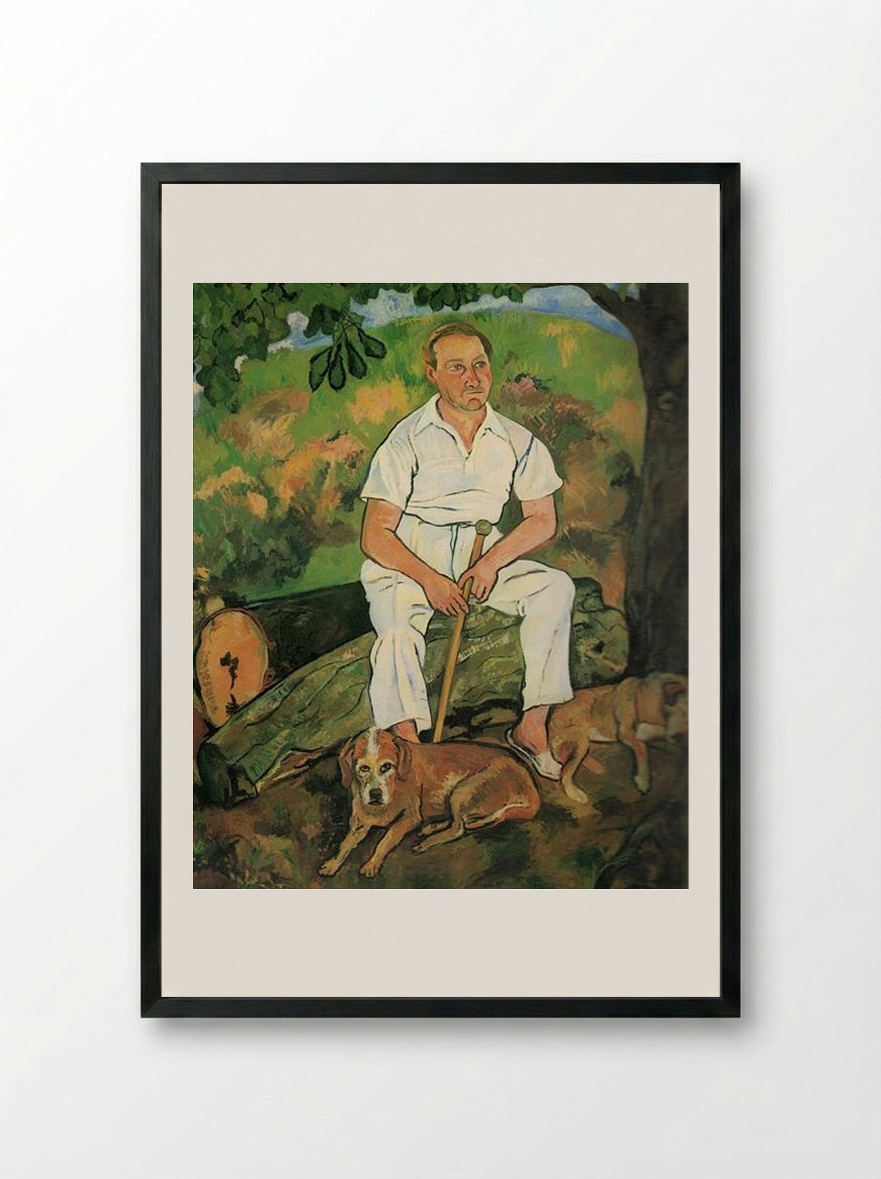 André Utter and His Dogs - Suzanne Valadon - Framed Print Black