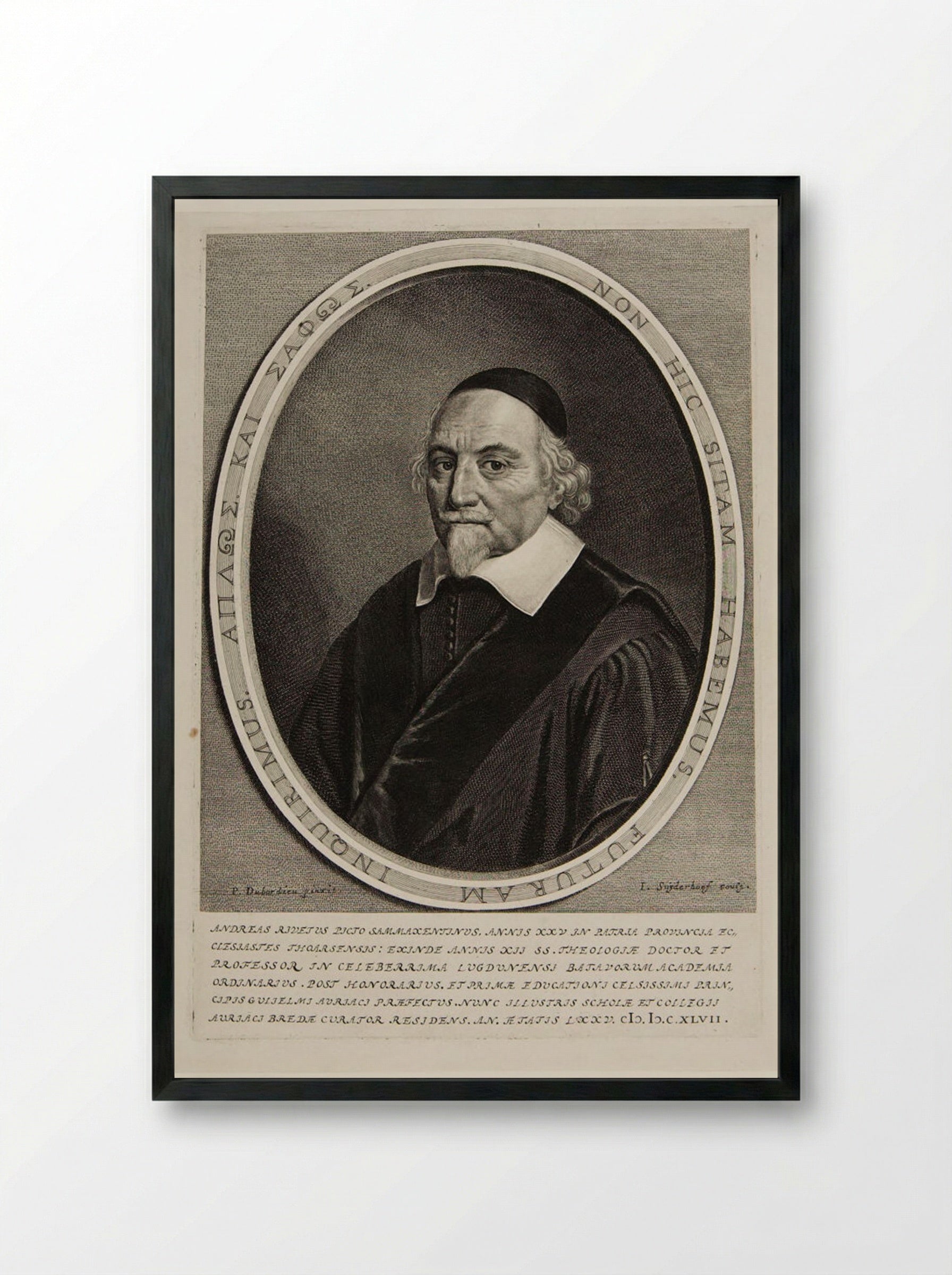 Andreas Rivetus, Doctor of Theology - Jonas Suyderhoef - Framed Print Black