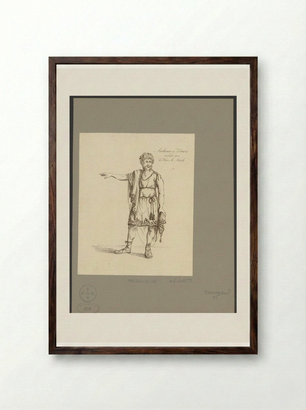 Andreas Snoek in the Role of Anthenor - Johannes Jelgerhuis - Framed Print Dark Wood
