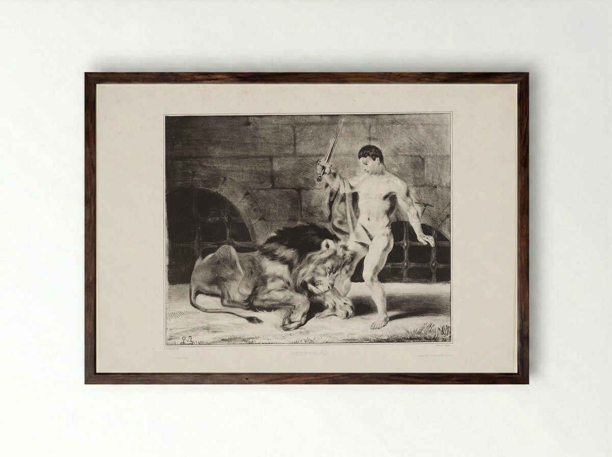 Androcles and the Lion - Louis Boulanger - Framed Print Dark Wood