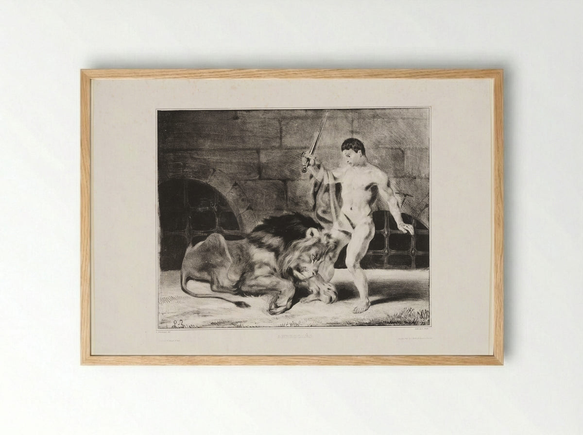 Androcles and the Lion - Louis Boulanger - Framed Print Wood