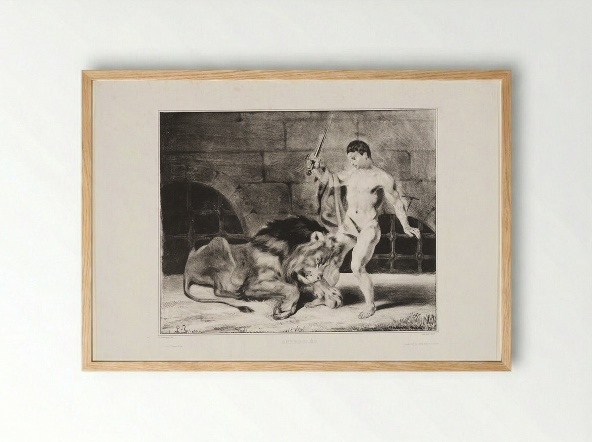 Androcles and the Lion - Louis Boulanger - Framed Print Wood