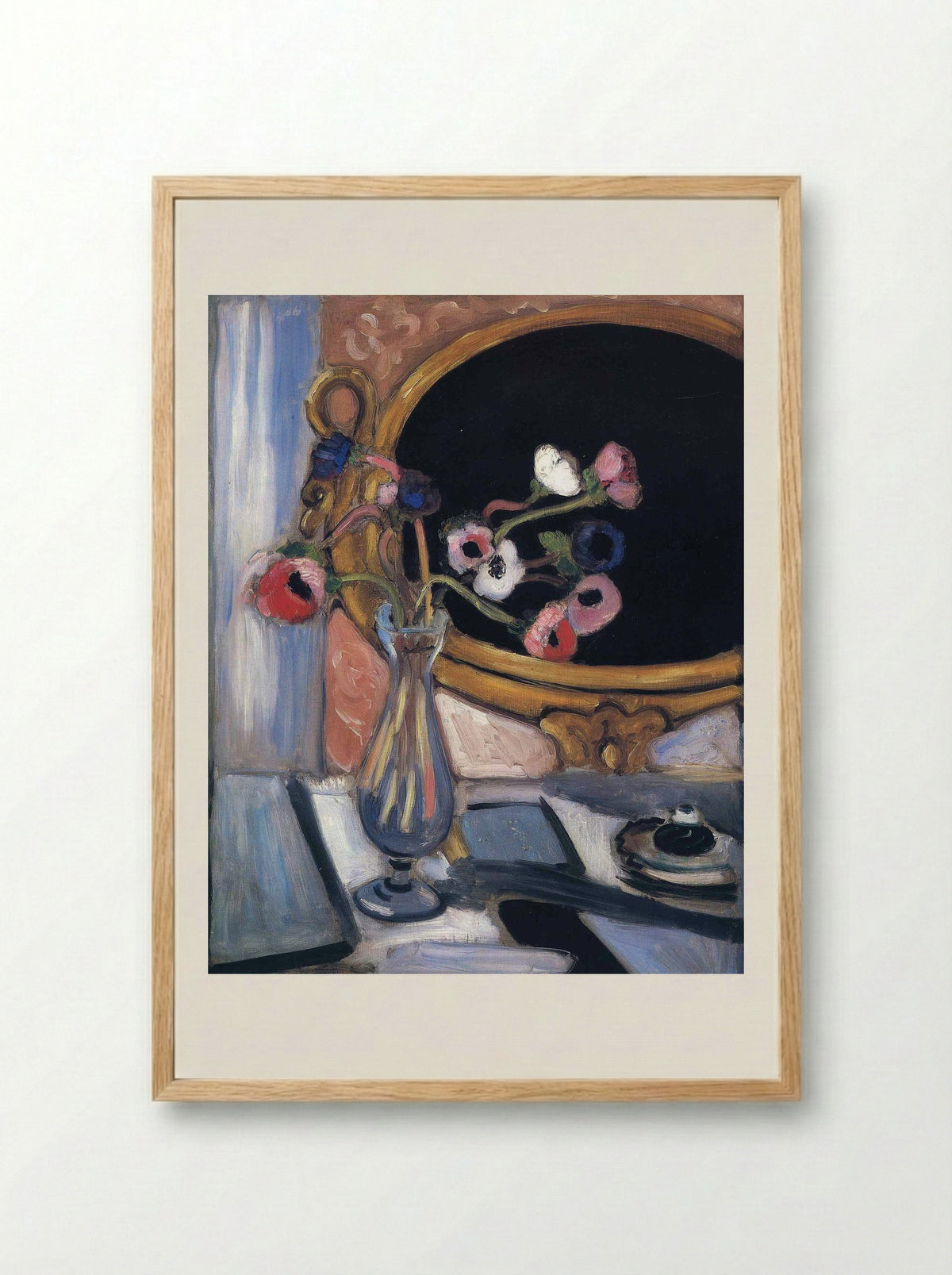 Anemones and Mirror - Henri Matisse - Framed Print Wood