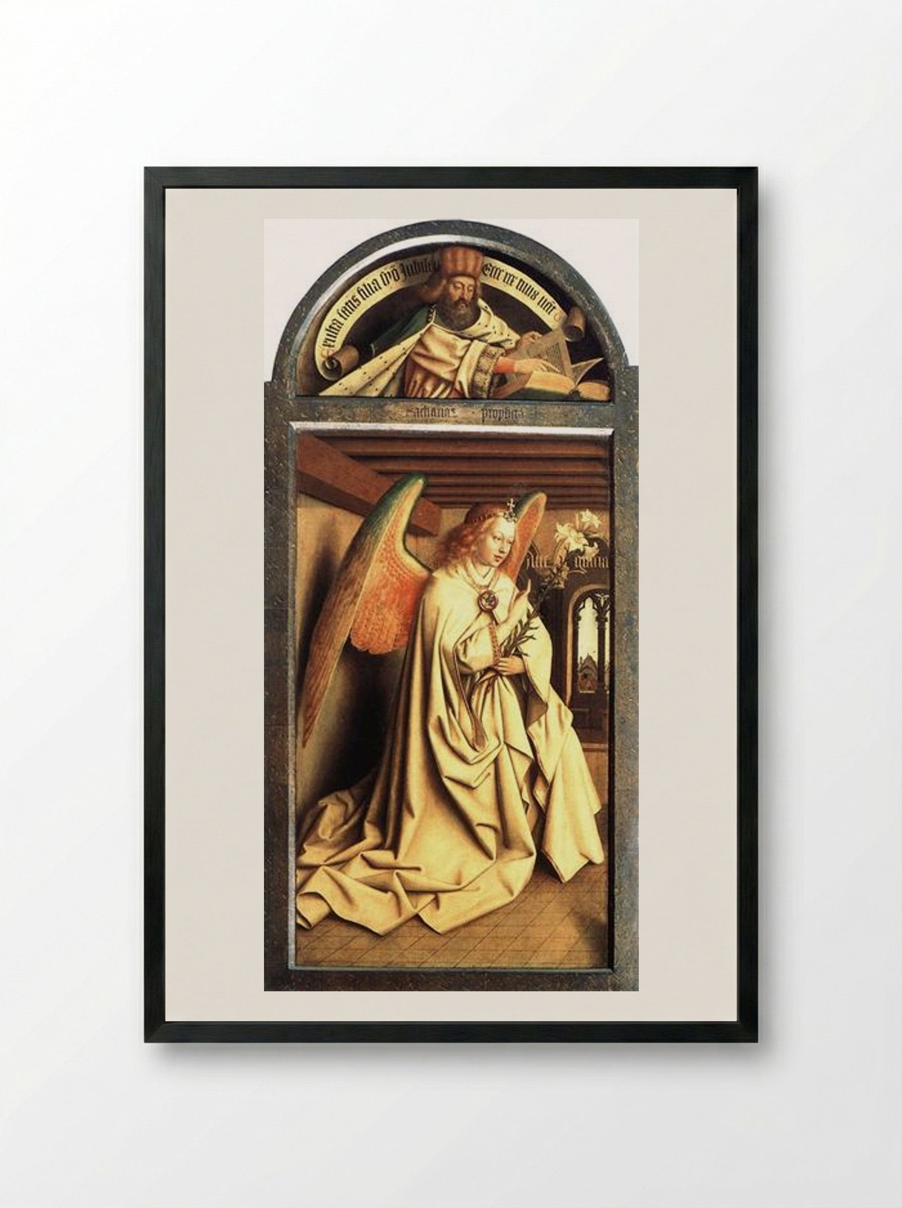 Angel Annunciate (Ghent Altarpiece) - Jan van Eyck - Framed Print Black