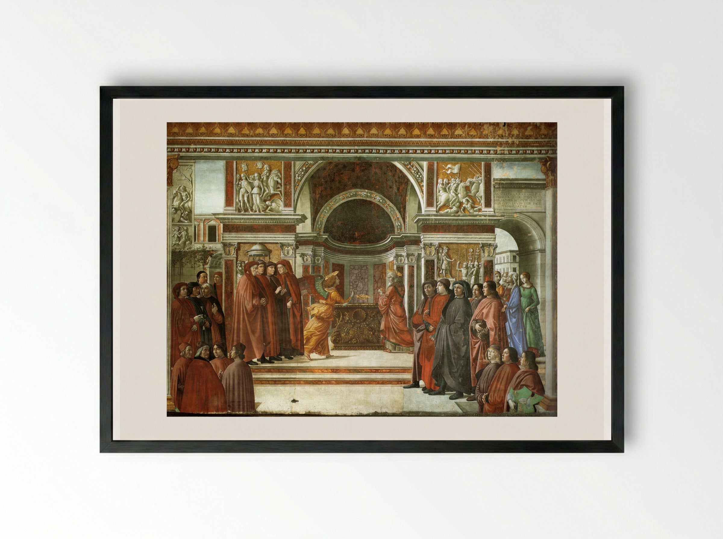Angel Appearing to Zacharias - Domenico Ghirlandaio - Framed Print Black