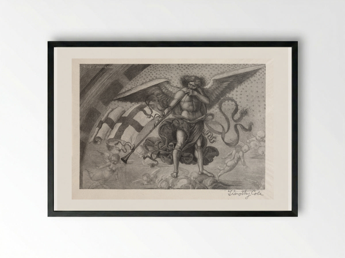 Angel Sounding Trumpet - Timothy Cole - Framed Print Black
