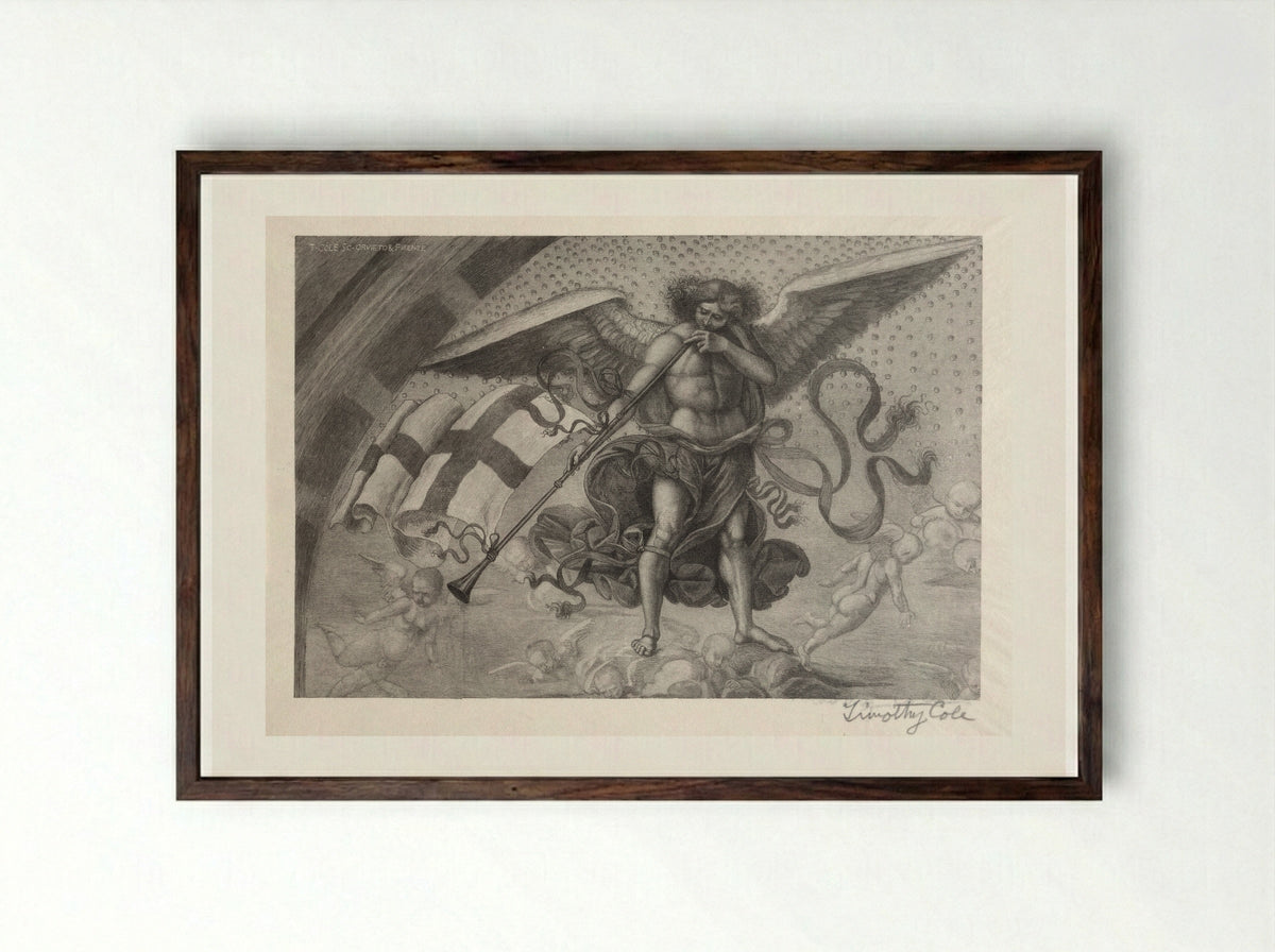 Angel Sounding Trumpet - Timothy Cole - Framed Print Dark Wood