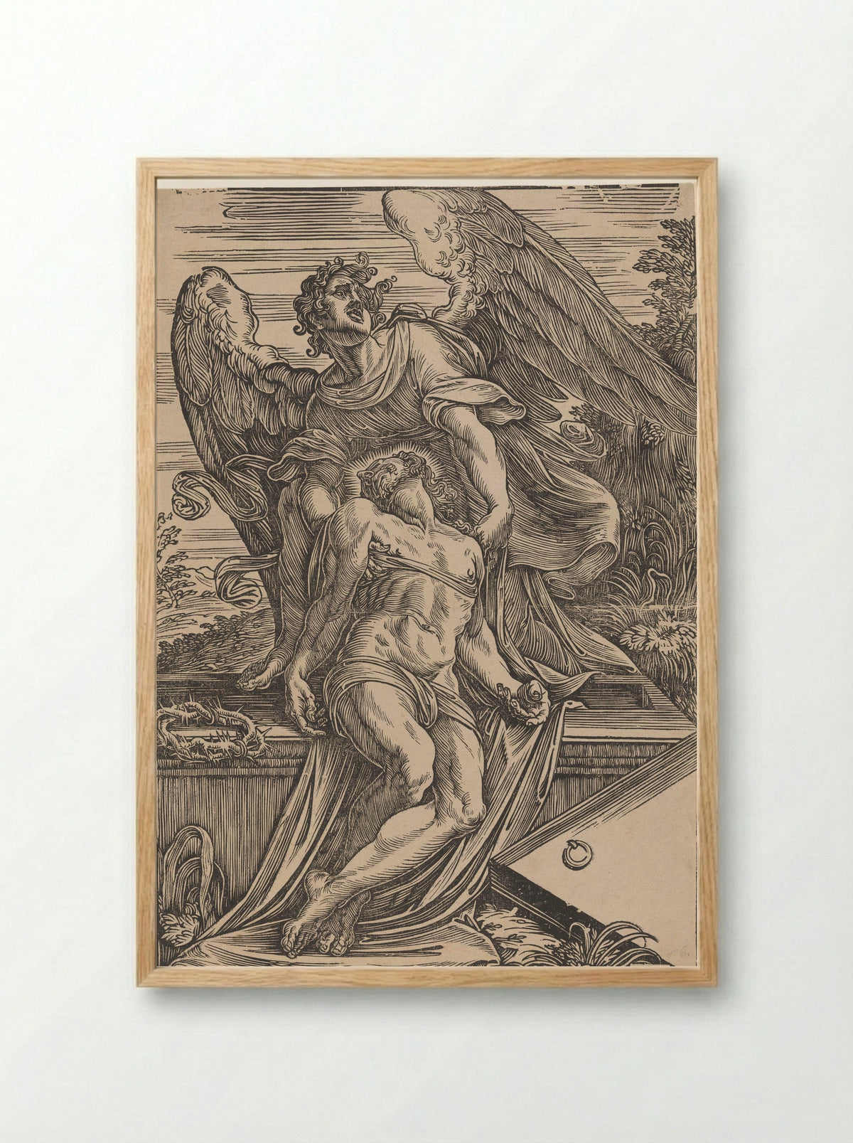 Angel Supporting the Body of Christ - Giuseppe Scolari - Framed Print Wood