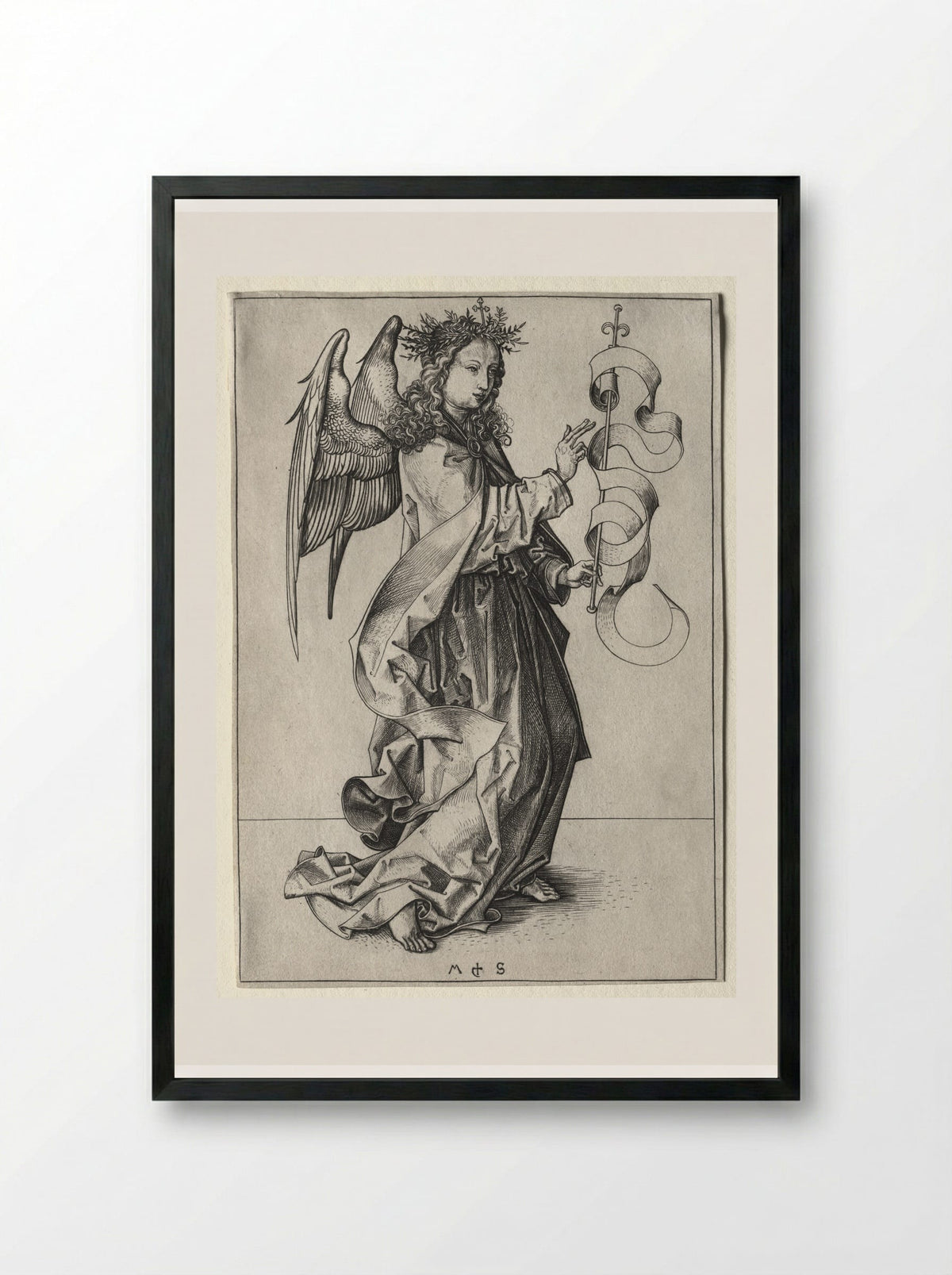 Angel of the Annunciation - Martin Schongauer - Framed Print Black