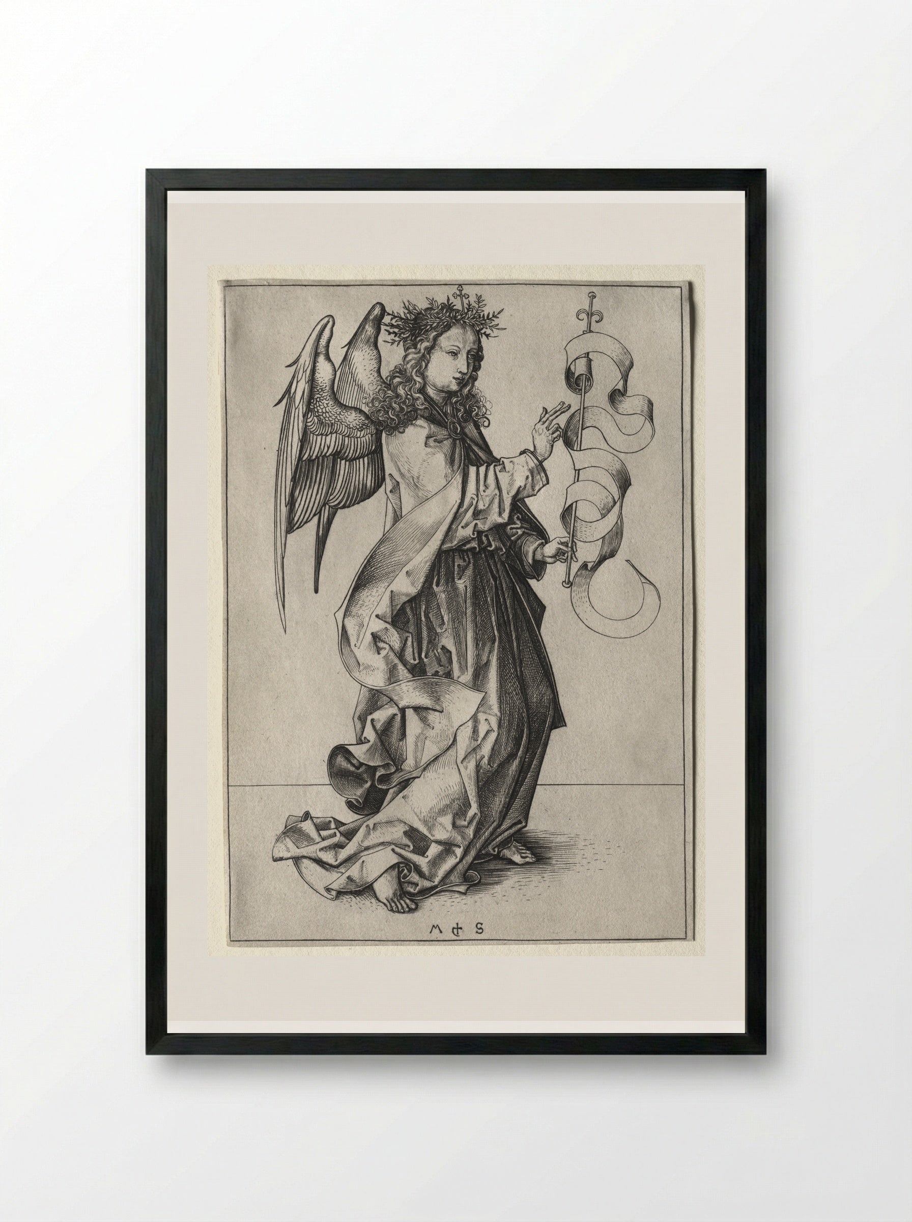 Angel of the Annunciation - Martin Schongauer - Framed Print Black
