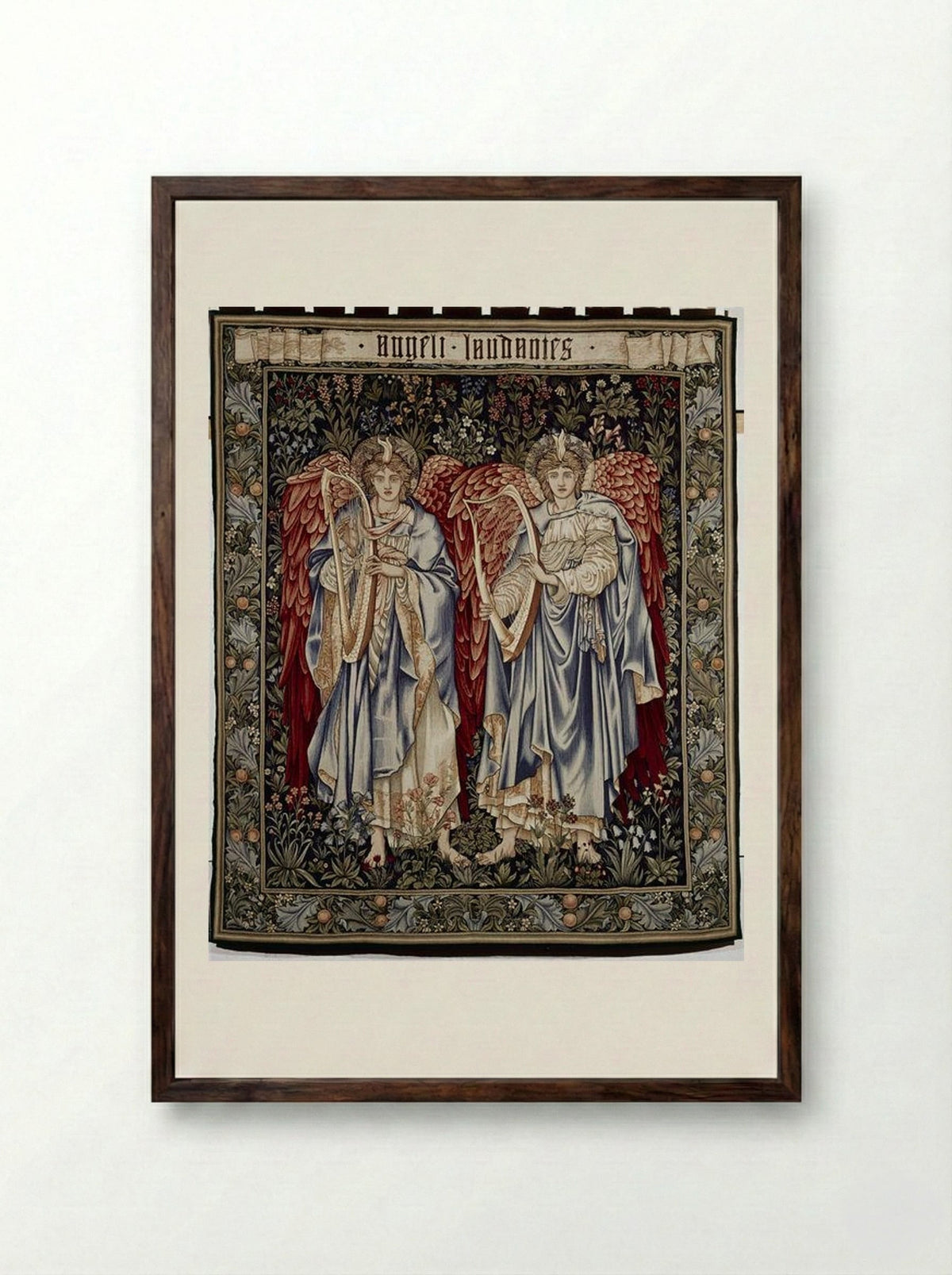 Angeli Laudantes - Edward Burne-Jones - Framed Print Dark Wood