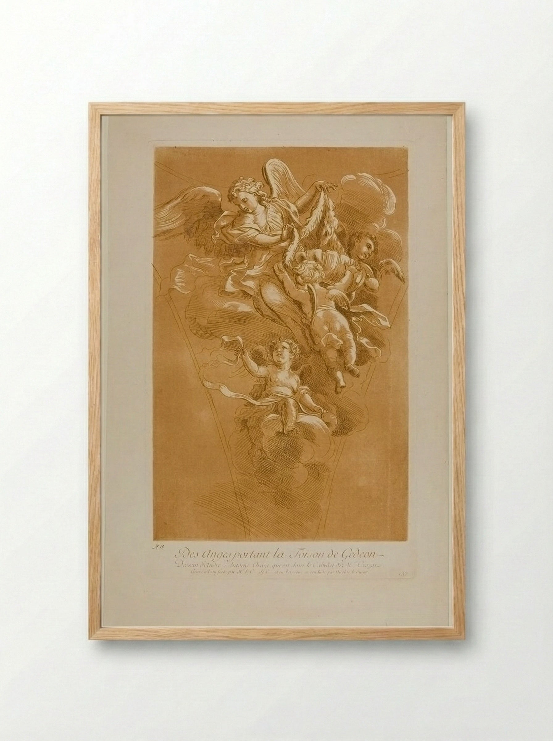 Angels Carrying Gideon's Fleece - Anne Claude de Thubières, Comte de Caylus - Framed Print Wood