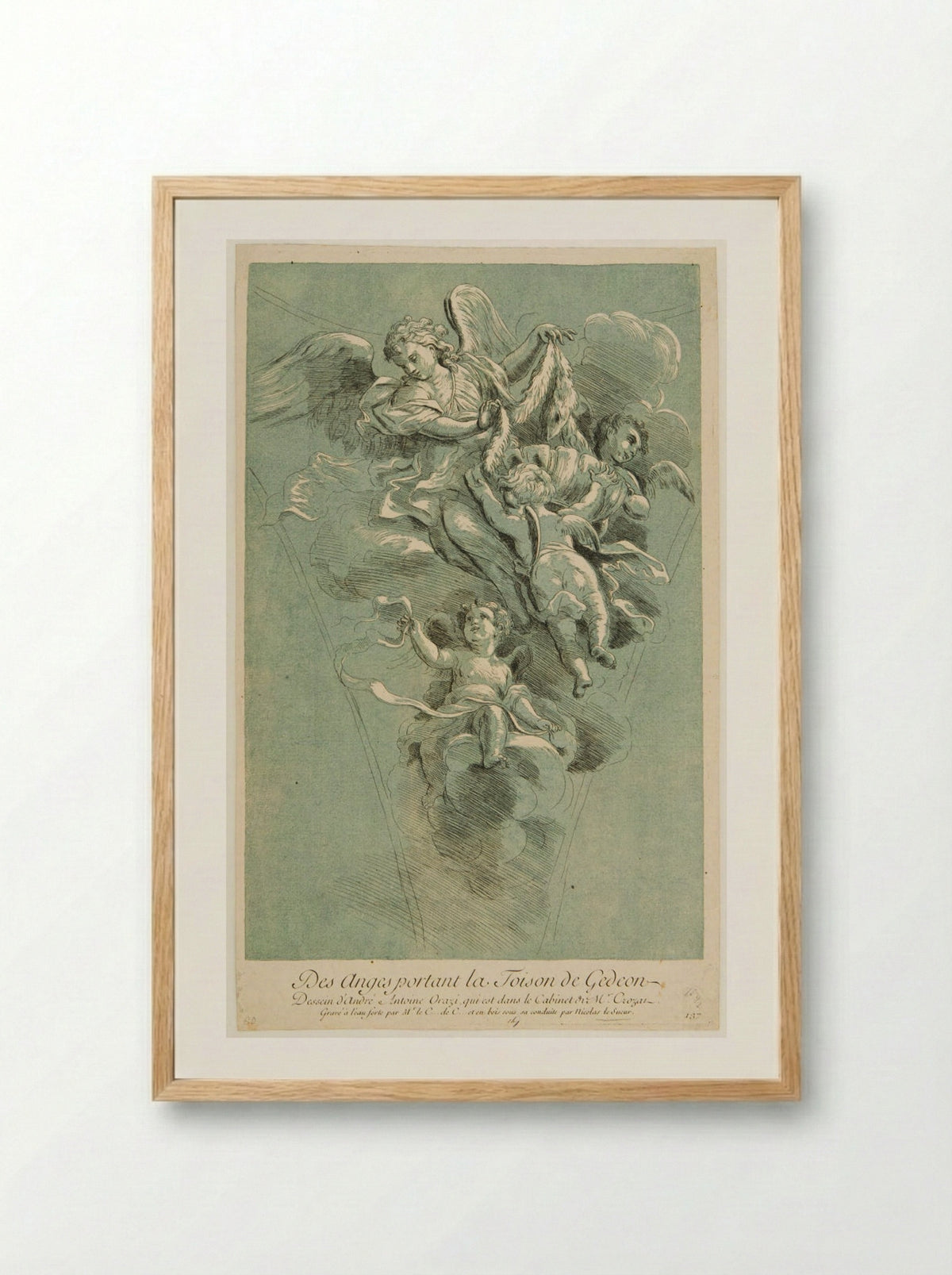 Angels Carrying Gideon's Fleece - Nicolas Le Sueur - Framed Print Wood