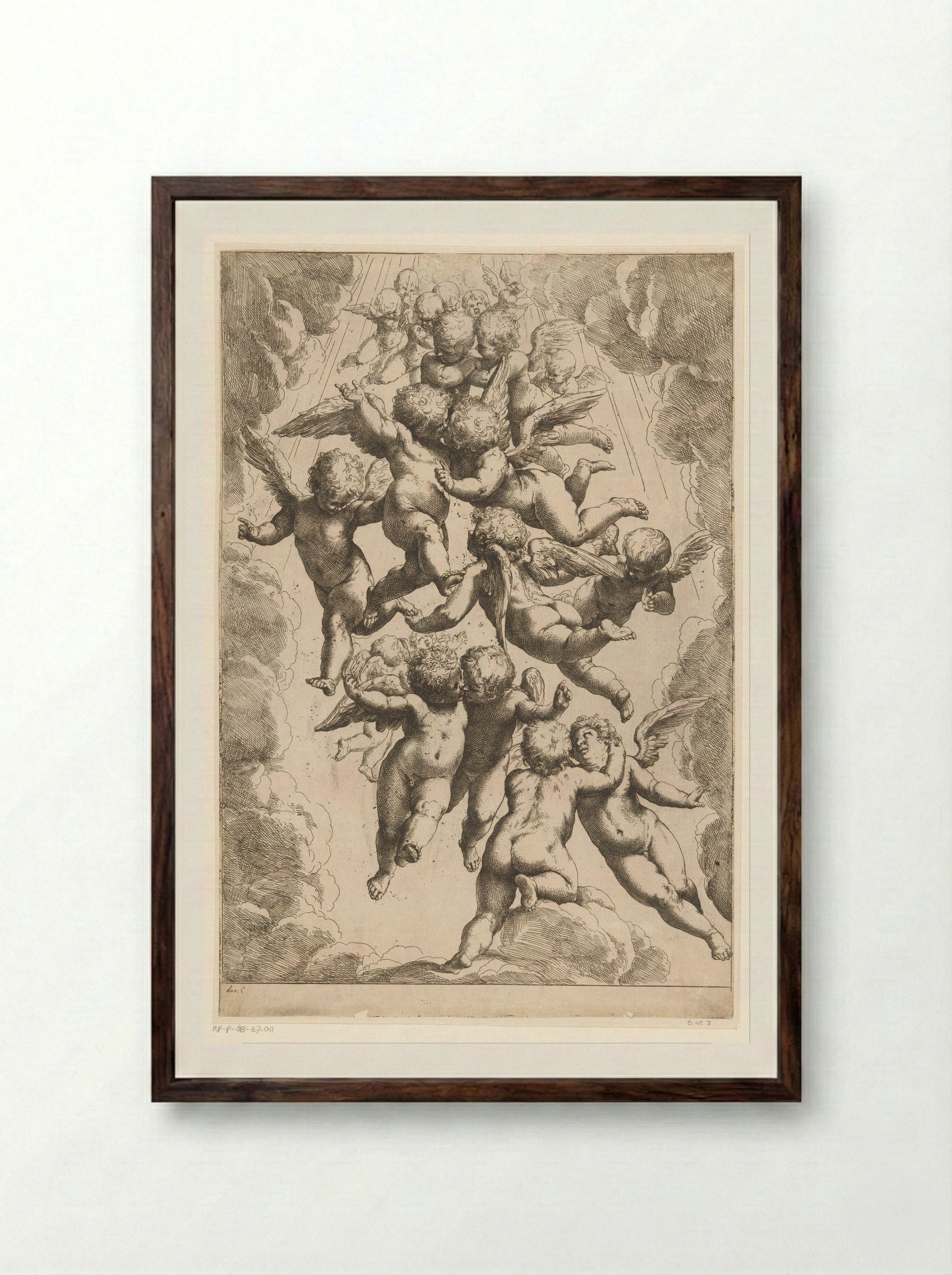 Angels in Glory - Guido Reni - Framed Print Dark Wood
