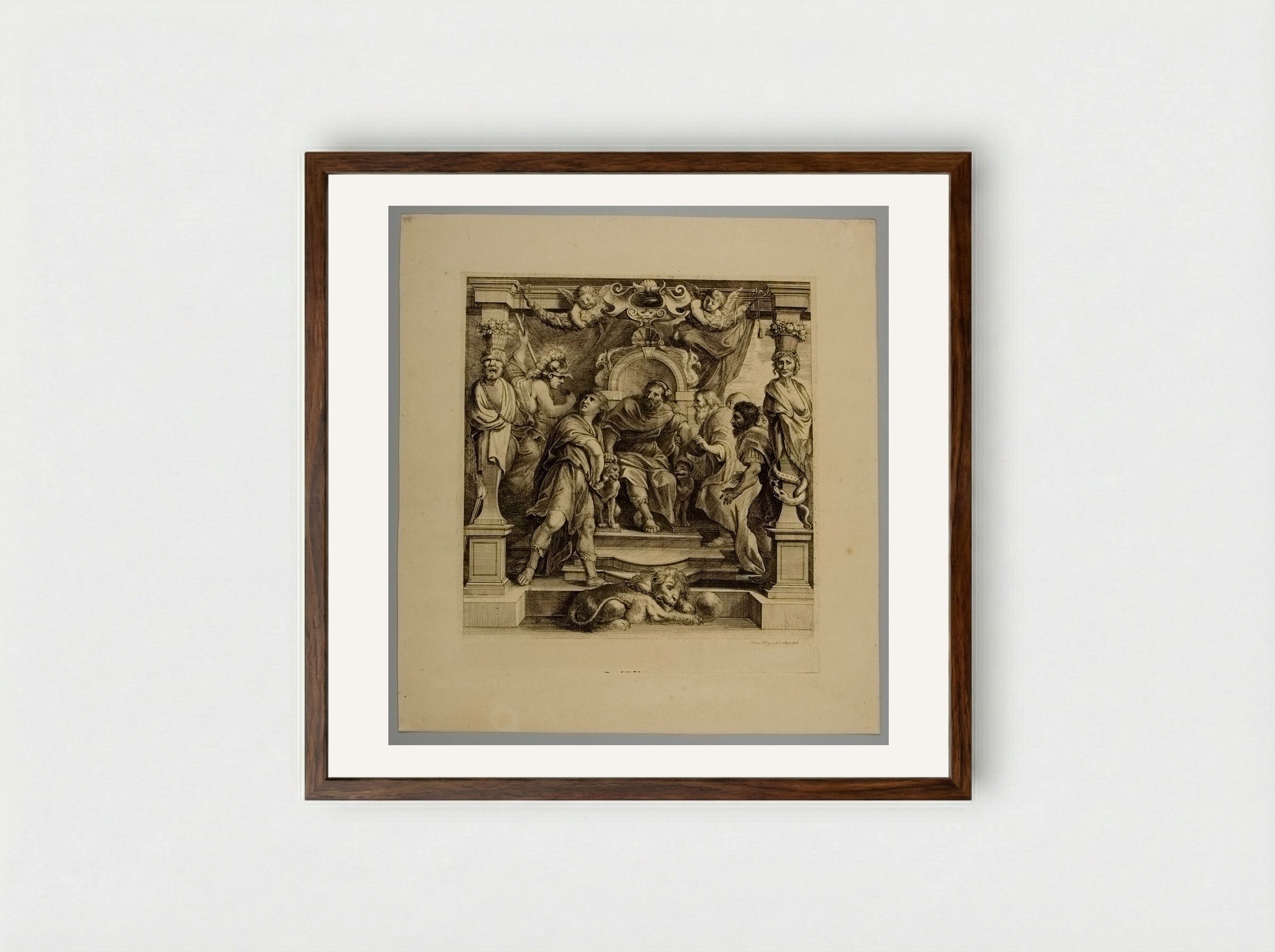 Anger of Achilles towards Agamemnon - Frans Ertinger - Framed Print Dark Wood