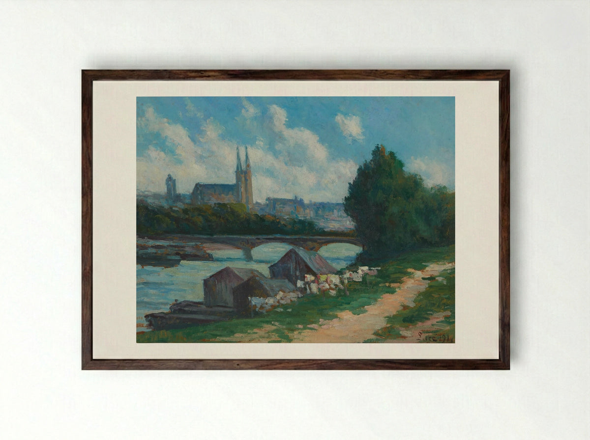 Angers, the Banks of the Loire - Maximilien Luce - Framed Print Dark Wood