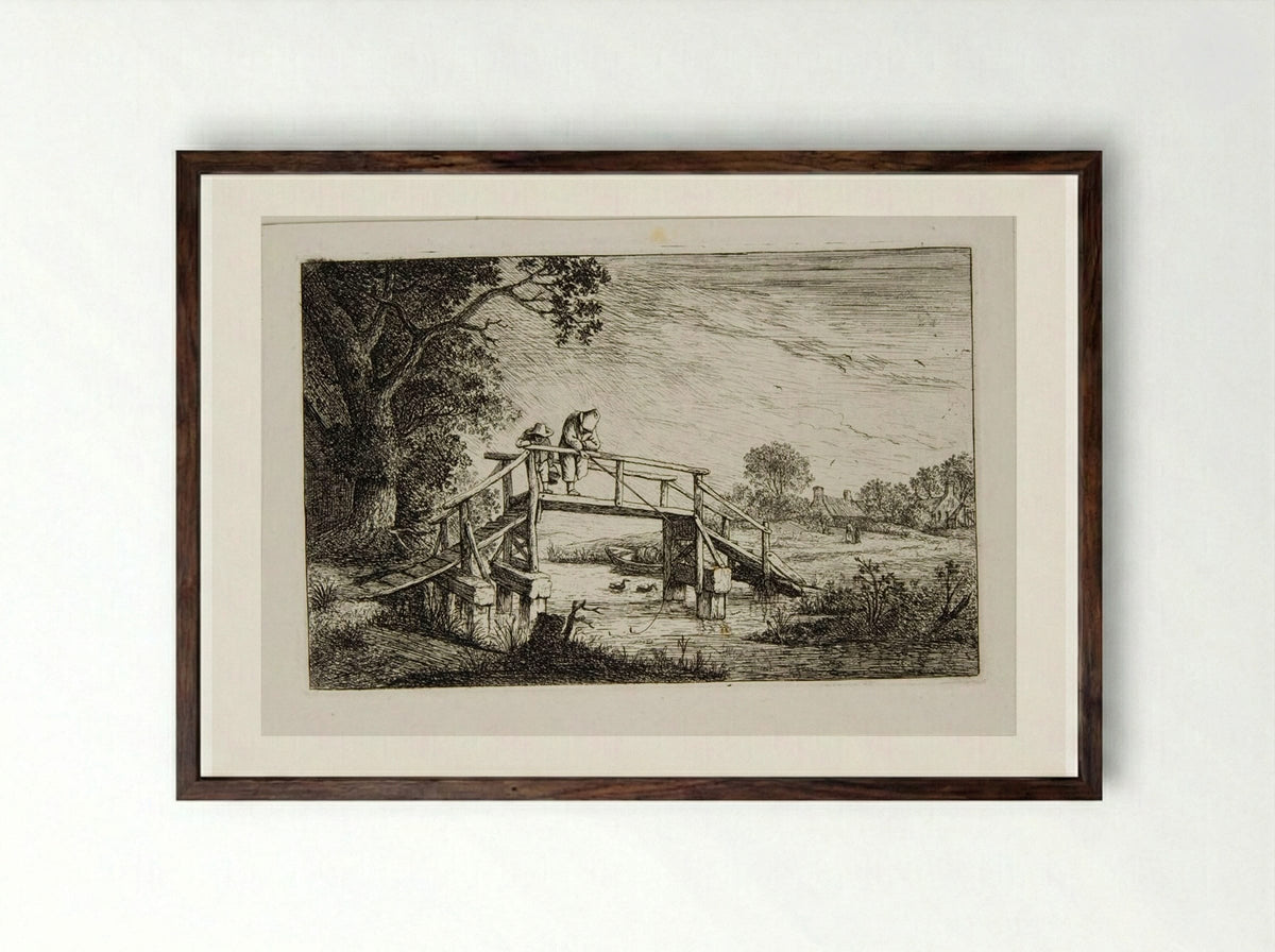 Angler - David Deuchar - Framed Print Dark Wood