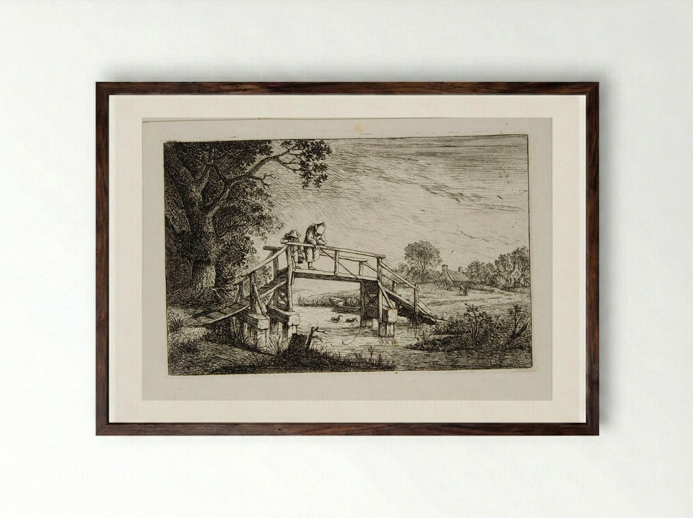 Angler - David Deuchar - Framed Print Dark Wood