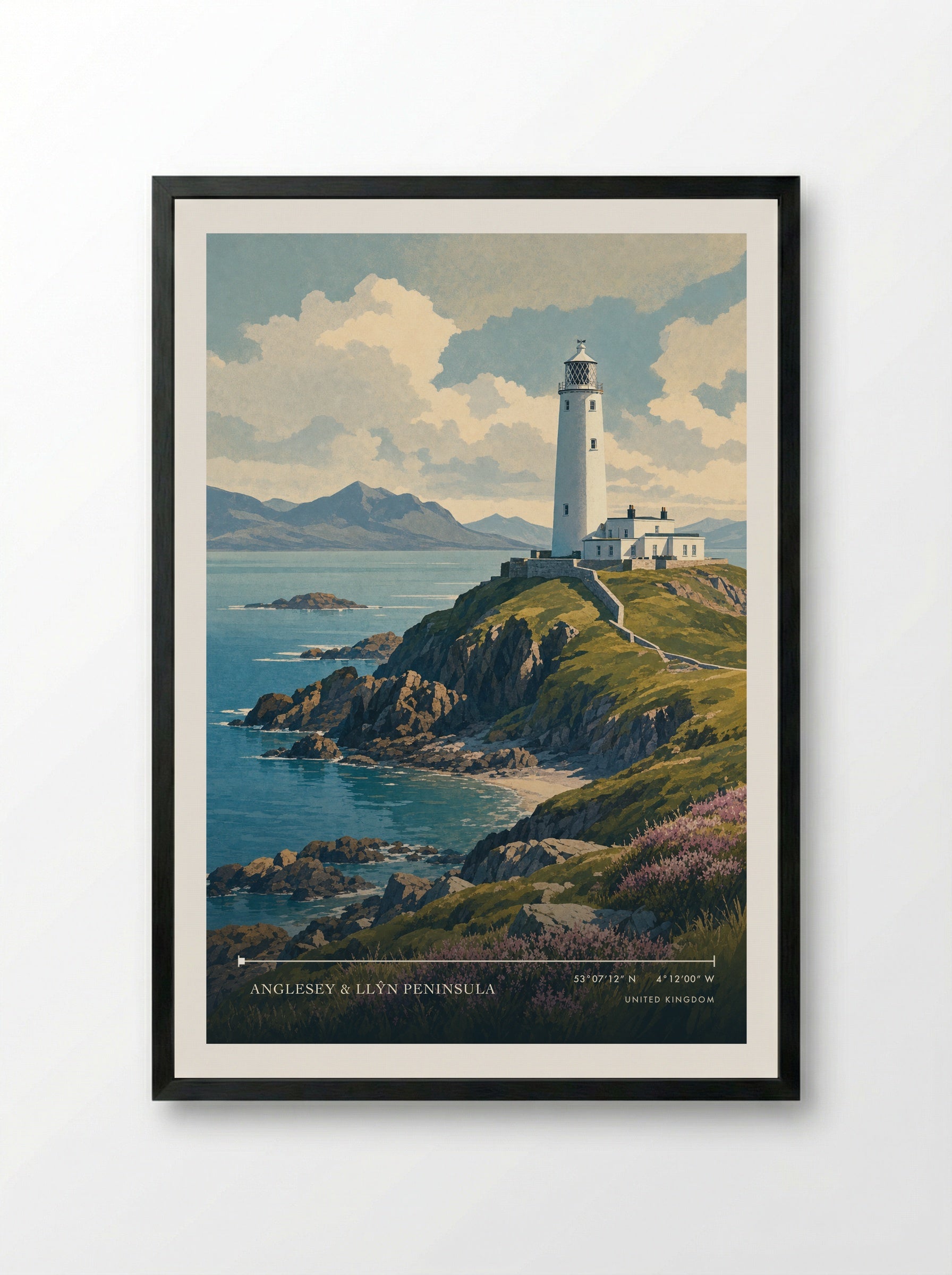 Anglesey & Llŷn Peninsula United Kingdom Travel Poster - Framed Print Black