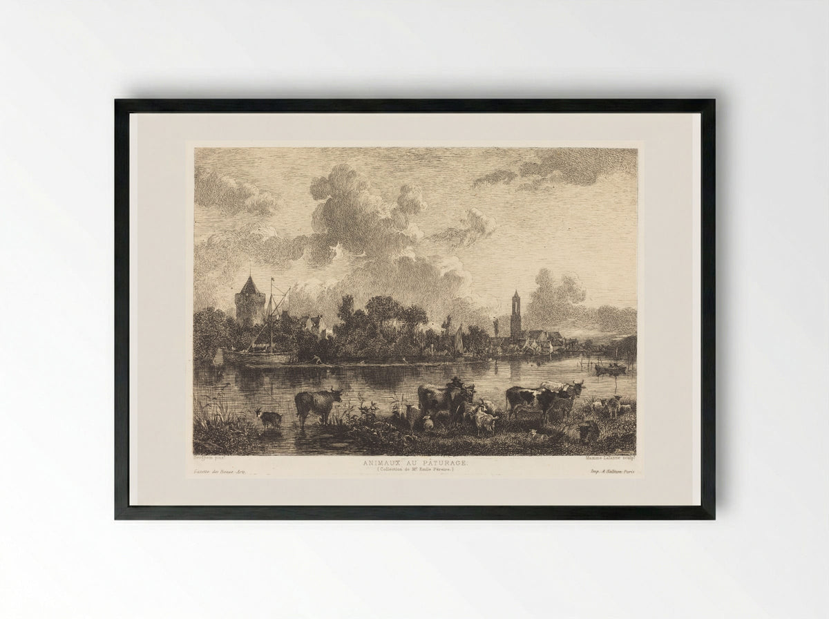 Animals at Pasture - Maxime Lalanne - Framed Print Black