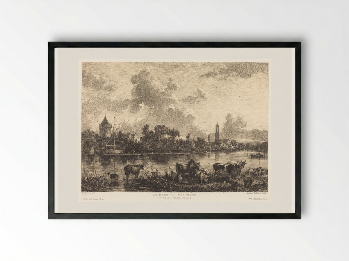 Animals at Pasture - Maxime Lalanne - Framed Print Black