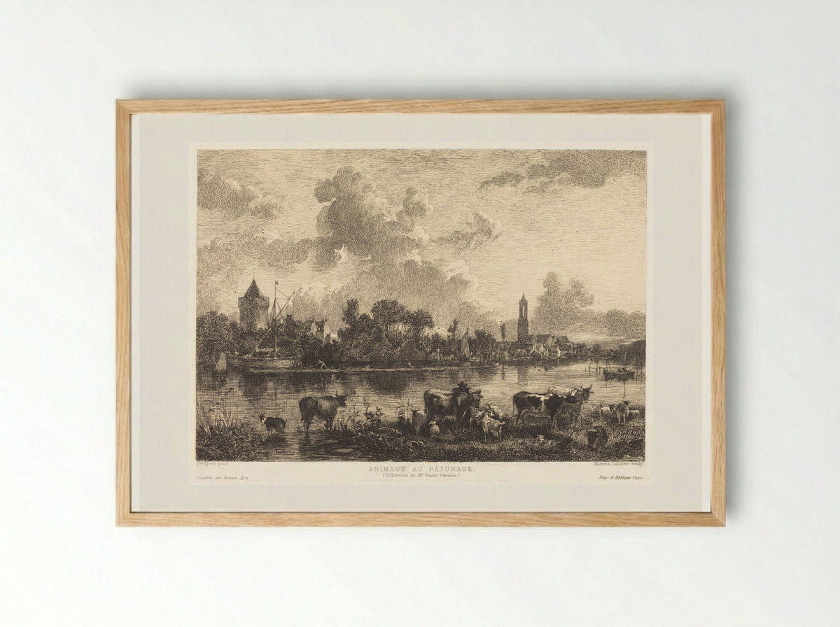 Animals at Pasture - Maxime Lalanne - Framed Print Wood