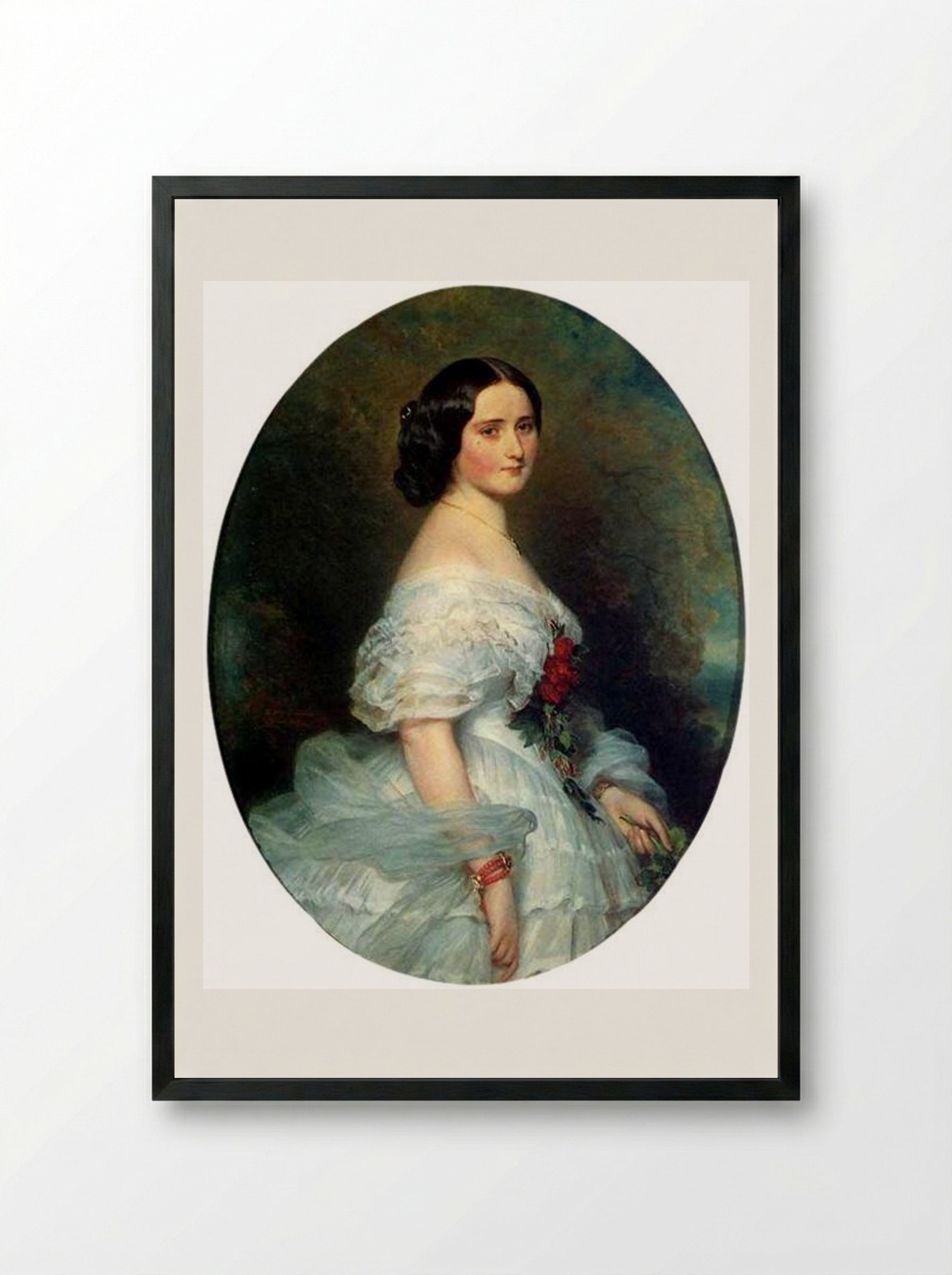 Anna Dollfus, Baroness de Bourgoing - Franz Xaver Winterhalter - Framed Print Black