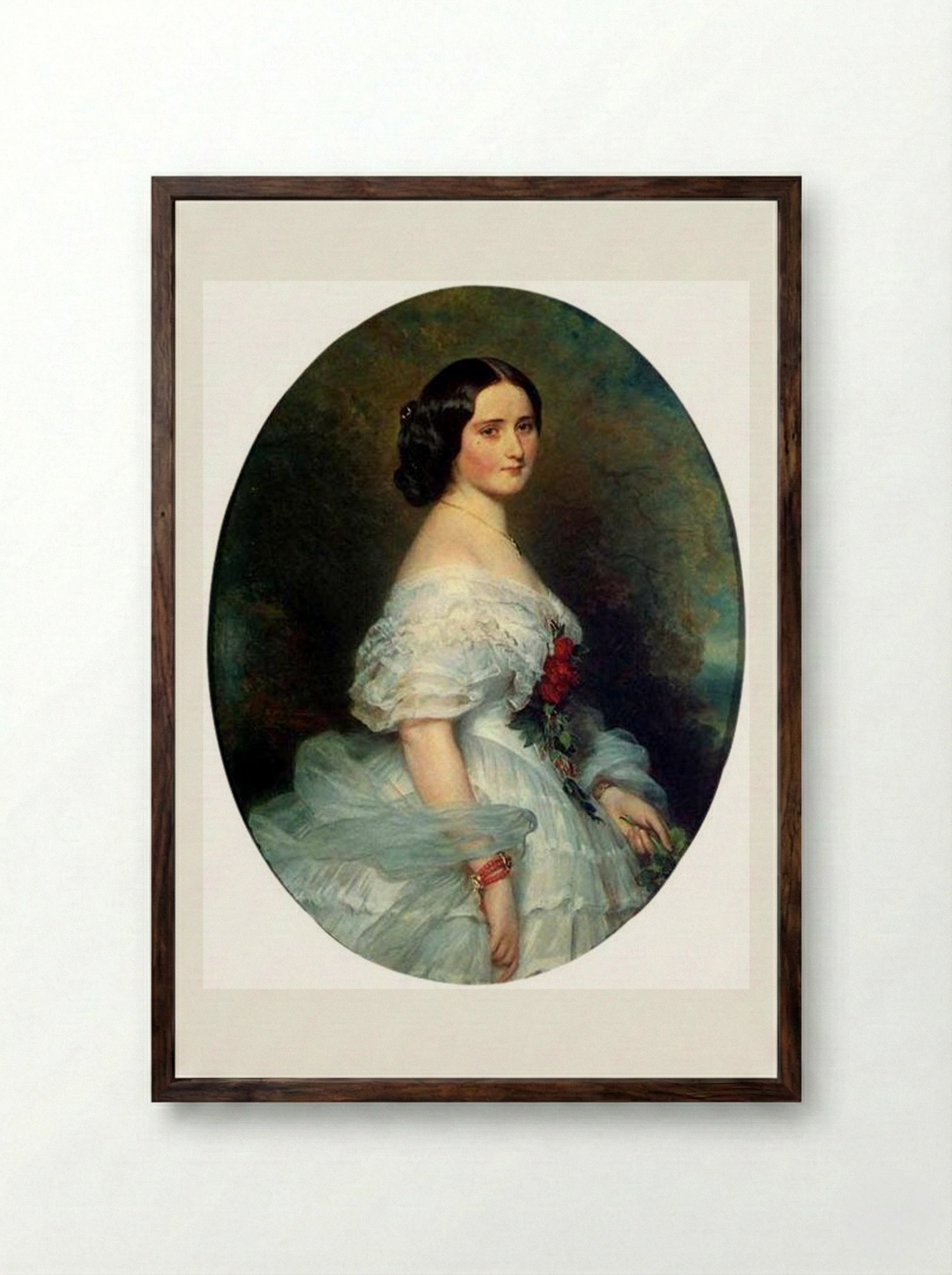 Anna Dollfus, Baroness de Bourgoing - Franz Xaver Winterhalter - Framed Print Dark Wood