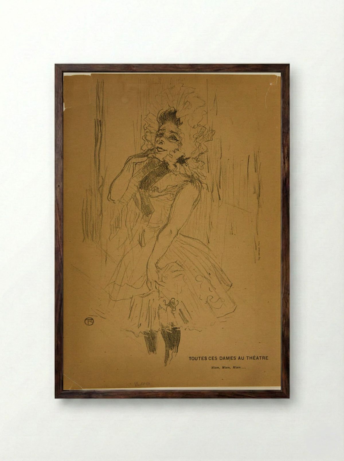 Anna Held, in Toutes ces Dames au Théâtre - Henri de Toulouse-Lautrec - Framed Print Dark Wood