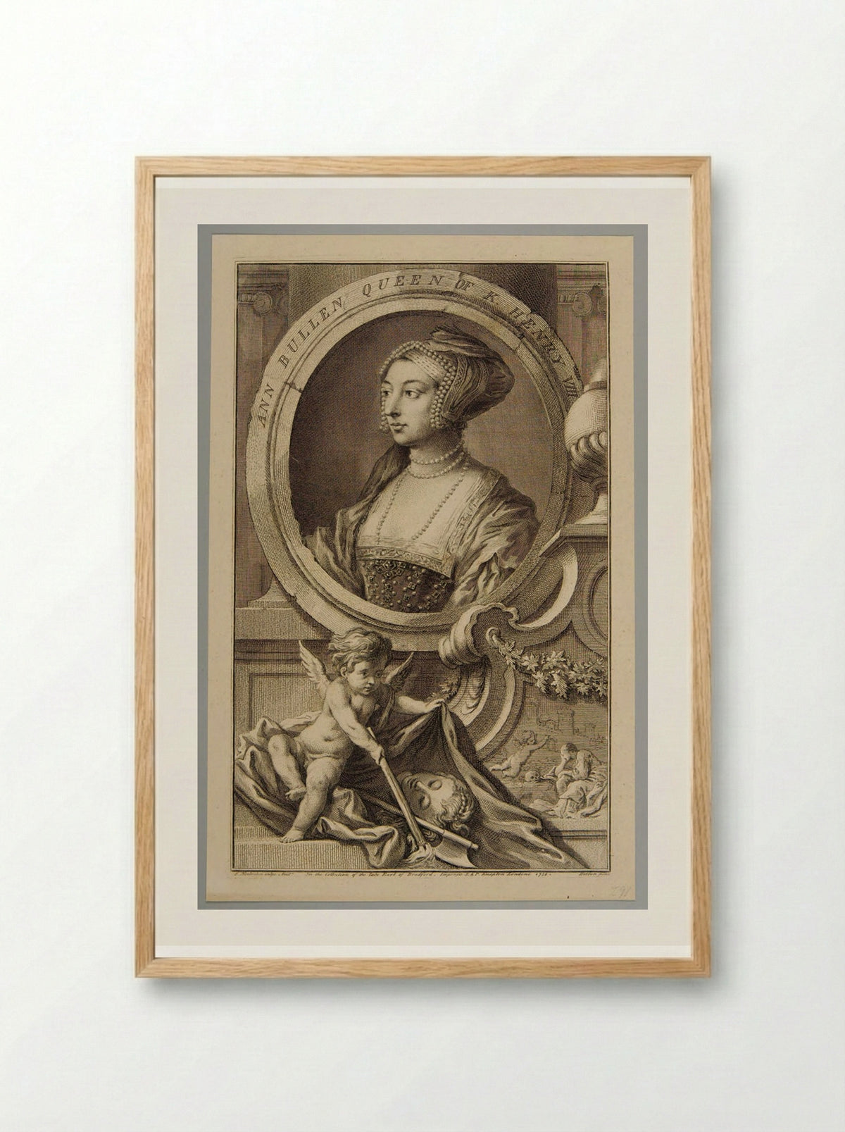 Anne Boleyn, Queen of King Henry VIII - Jacobus Houbraken - Framed Print Wood