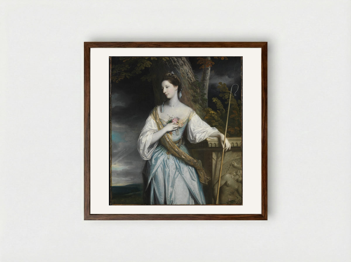 Anne Dashwood, Later Countess of Galloway - Sir Joshua Reynolds - Framed Print Dark Wood