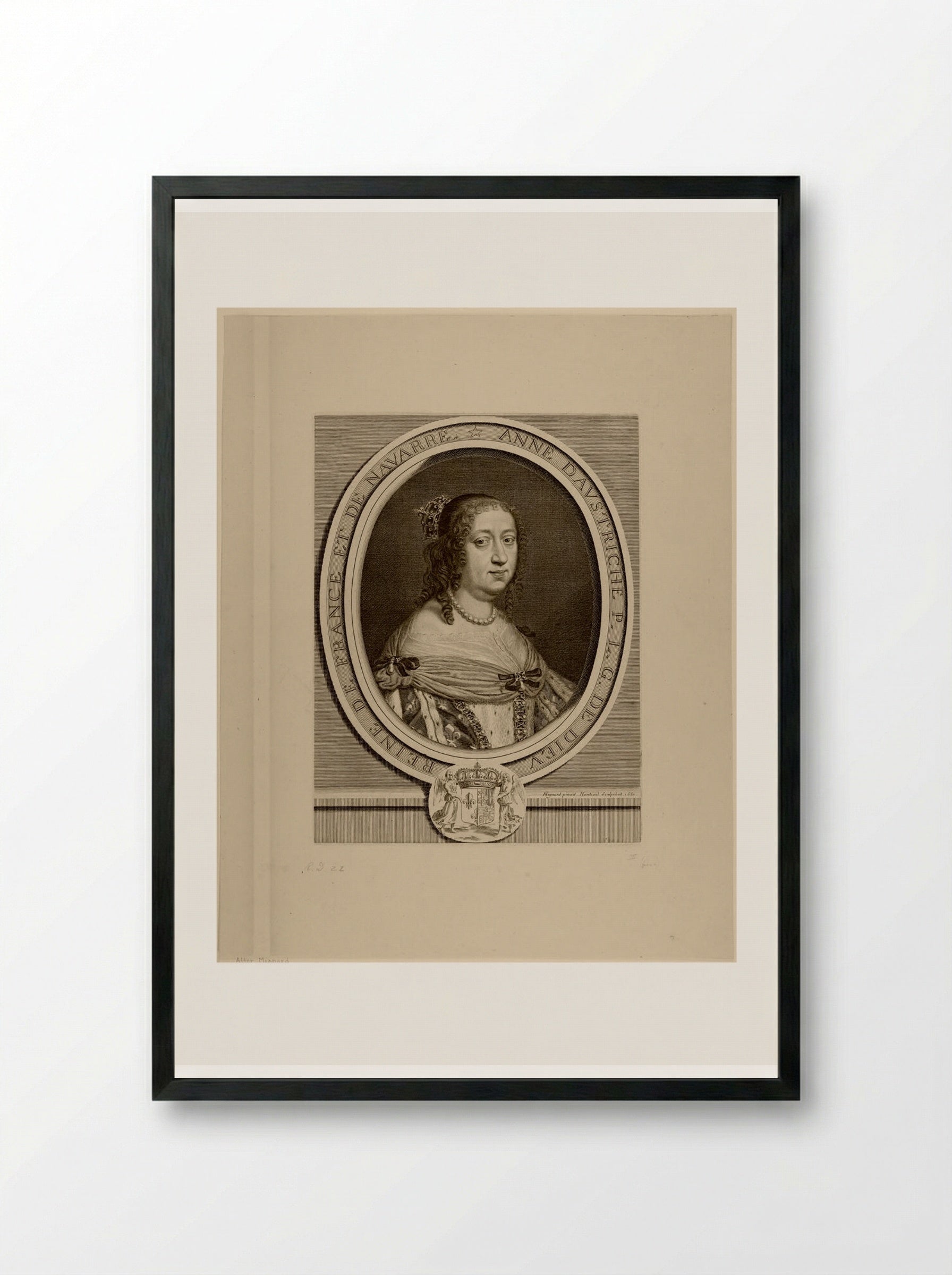 Anne d'Autriche - Robert Nanteuil - Framed Print Black