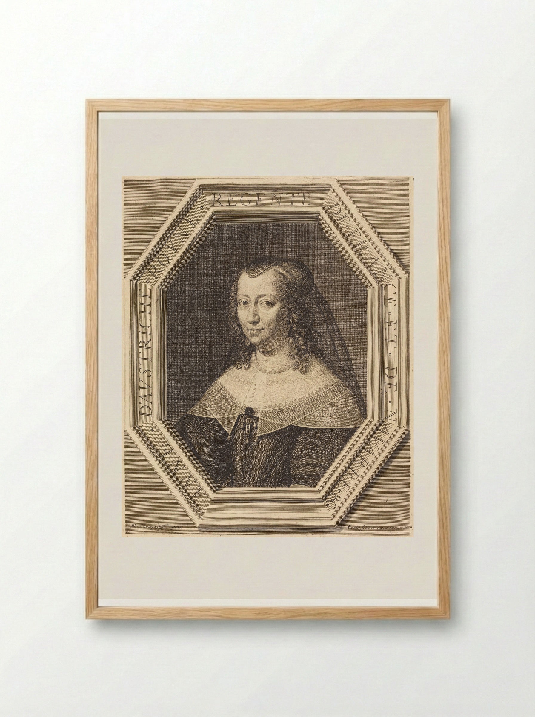 Anne of Austria, Queen Regent of France - Jean Morin - Framed Print Wood