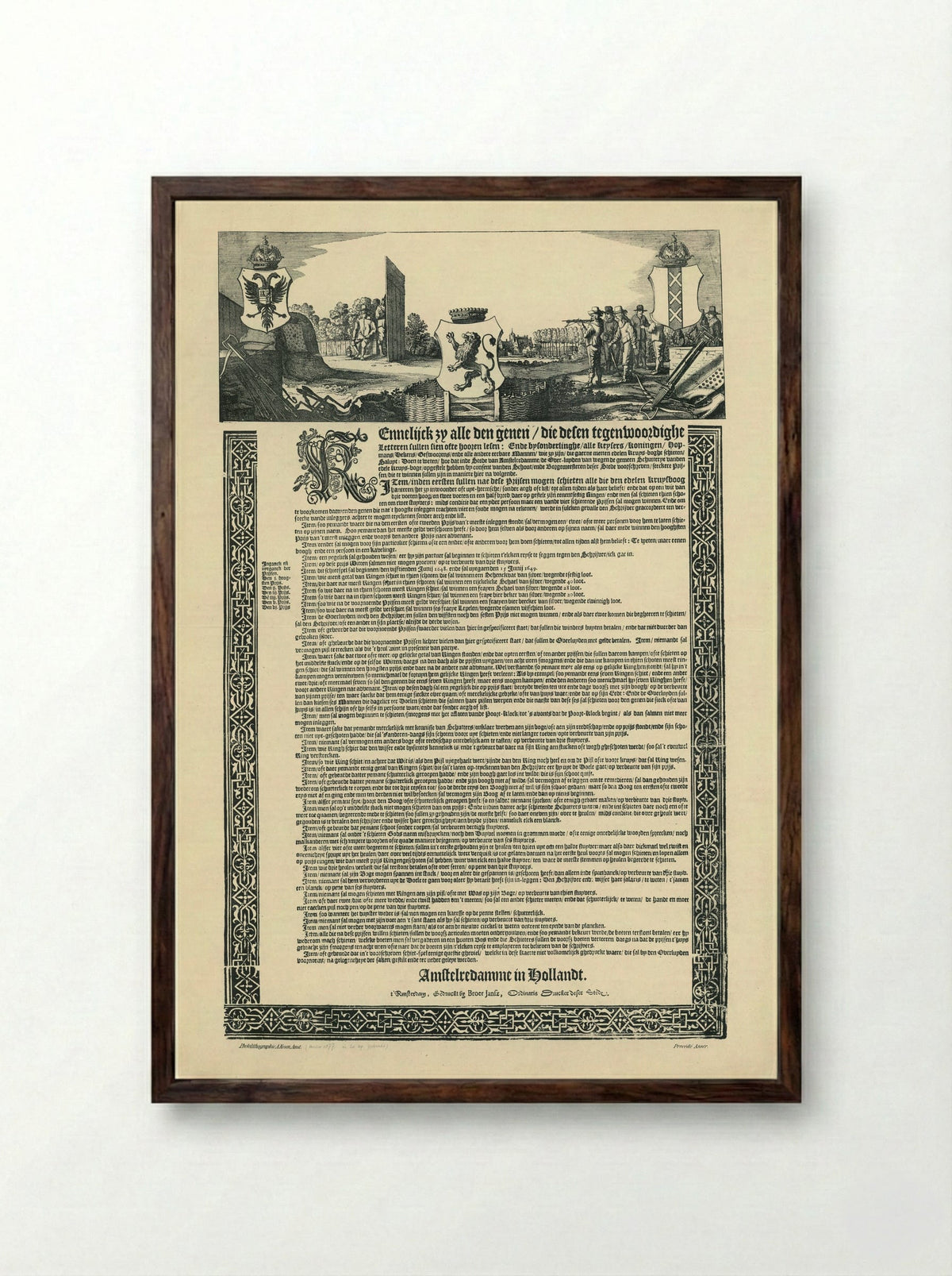 Announcement of a Crossbow Shooting Competition (1649) - A. Kroon - Framed Print Dark Wood